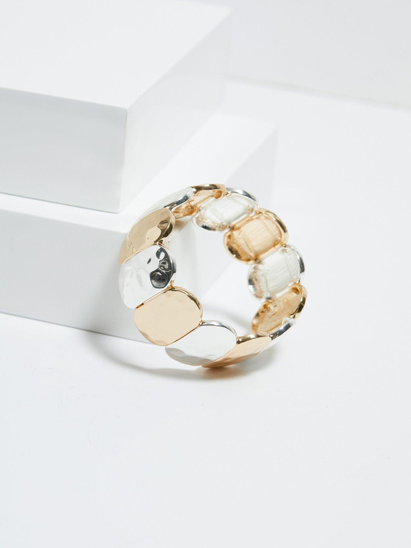  image of mood-two-tone-hammered-stretch-bracelet