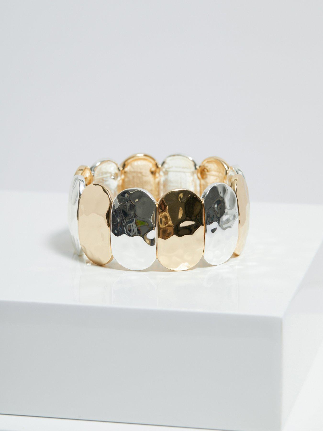  image of mood-two-tone-hammered-stretch-bracelet