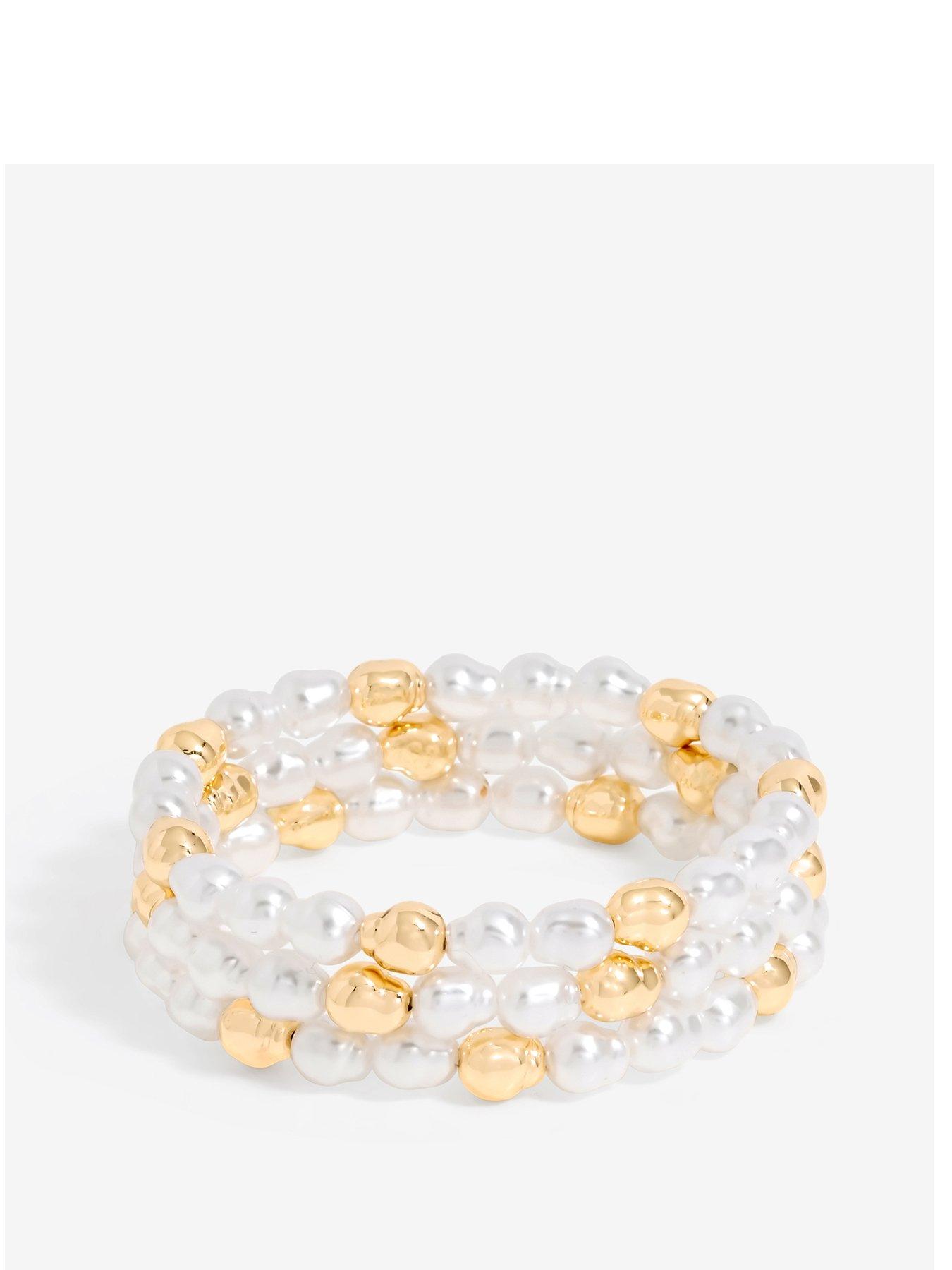 mood-gold-pearl-and-polished-stretch-bracelets-pack-of-3