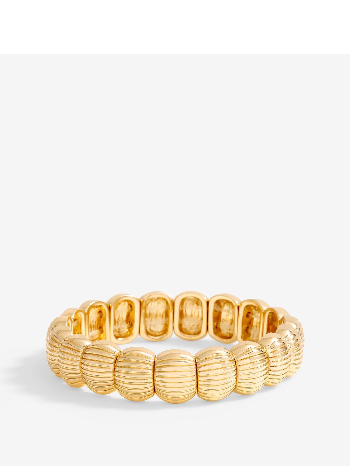  image of mood-gold-polished-ridged-stretch-bracelet