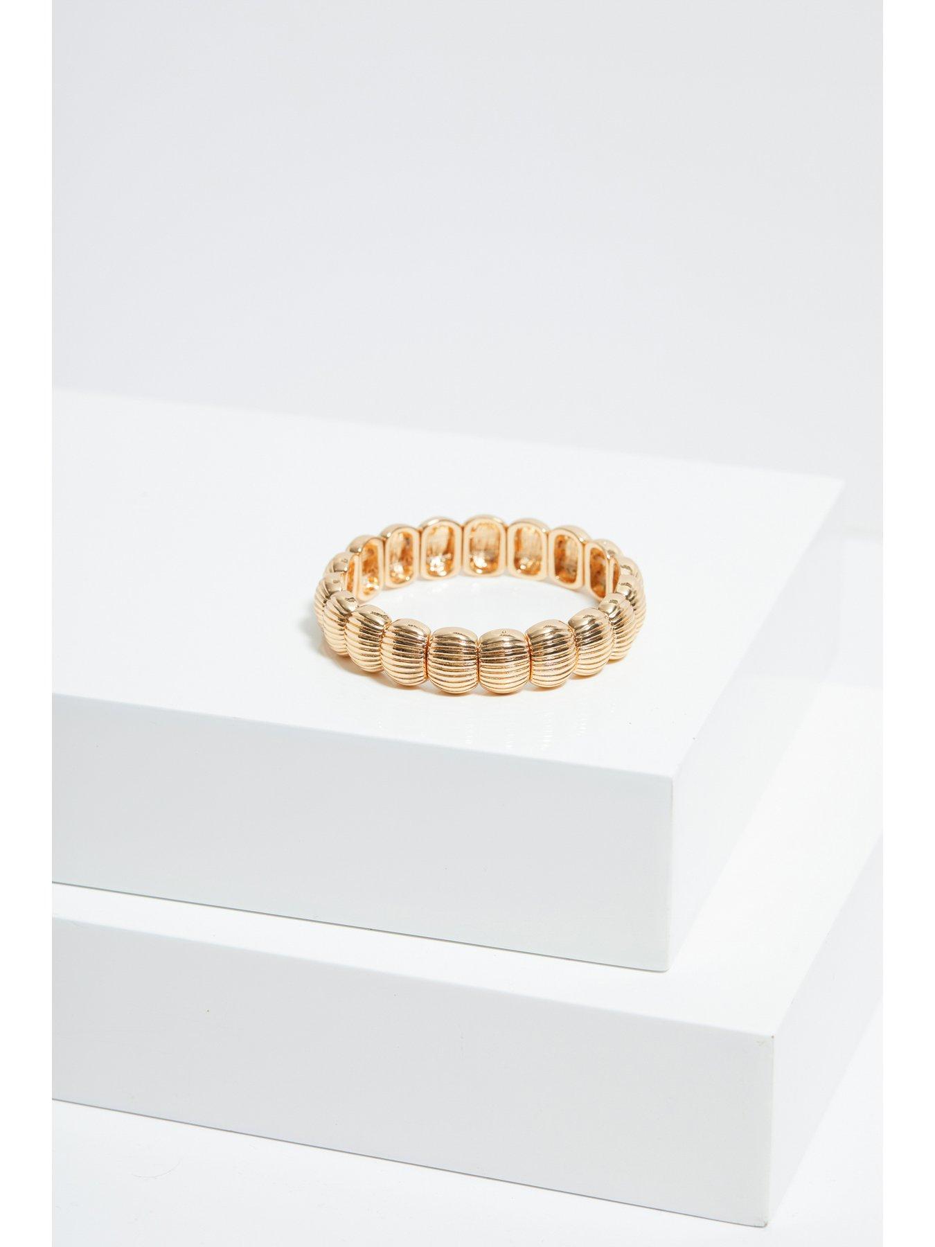  image of mood-gold-polished-ridged-stretch-bracelet