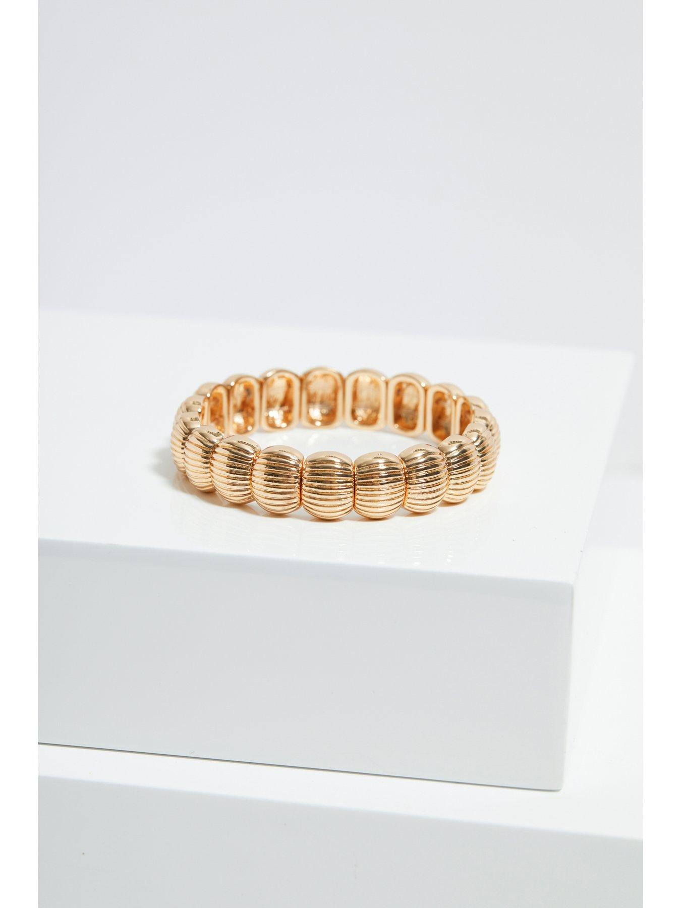  image of mood-gold-polished-ridged-stretch-bracelet
