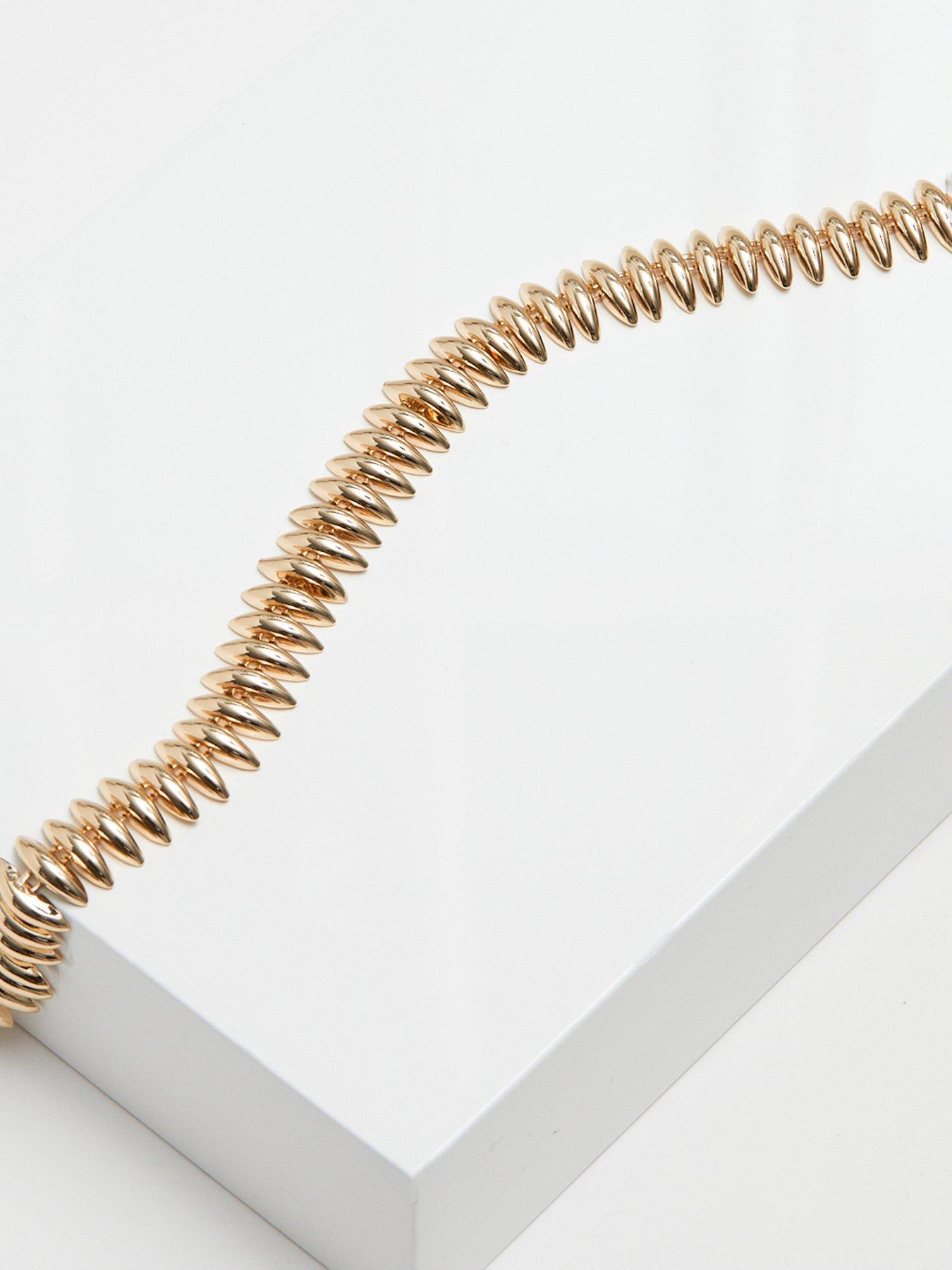  image of inicio-gold-plated-polished-ridged-allway-necklace-gift-pouch