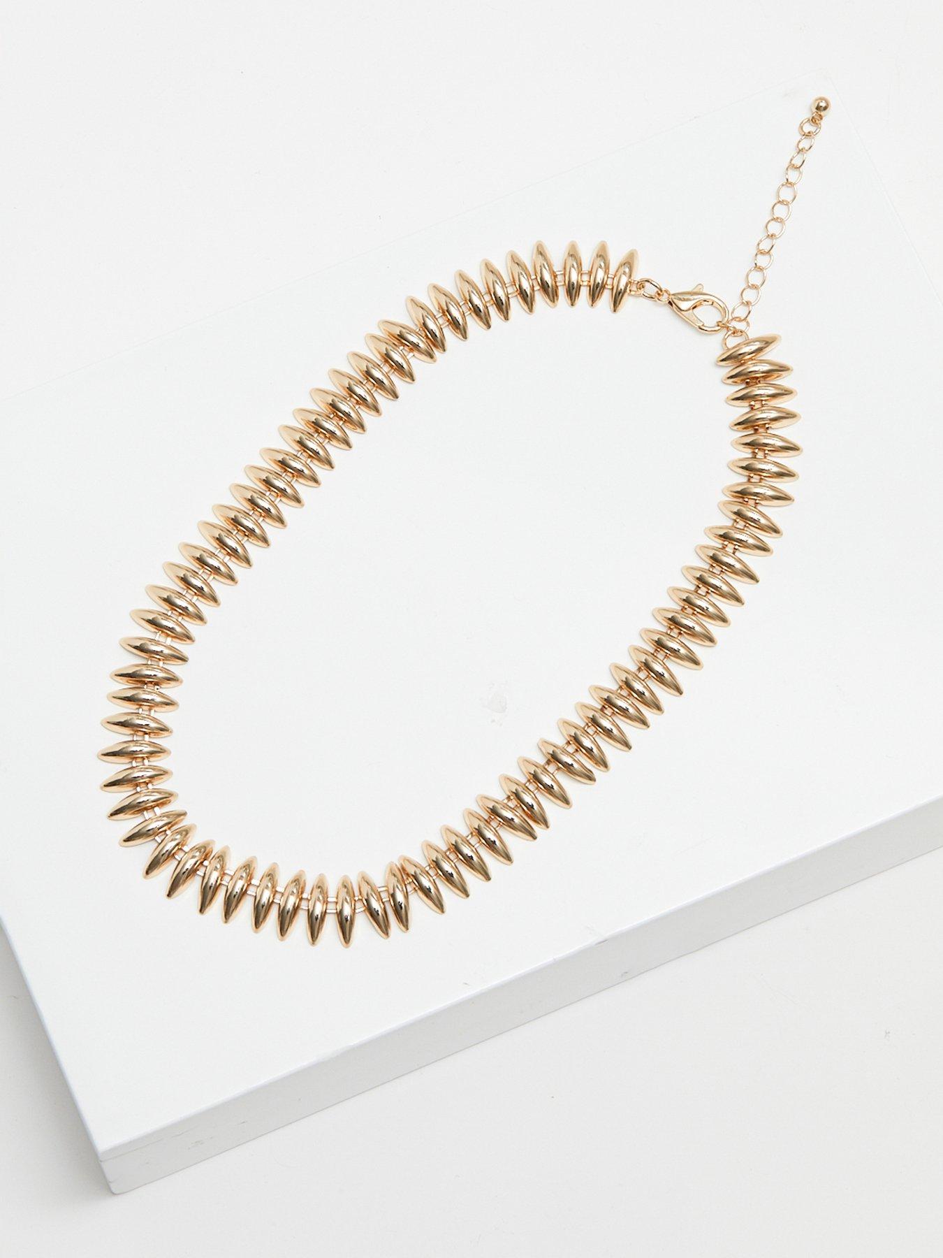  image of inicio-gold-plated-polished-ridged-allway-necklace-gift-pouch