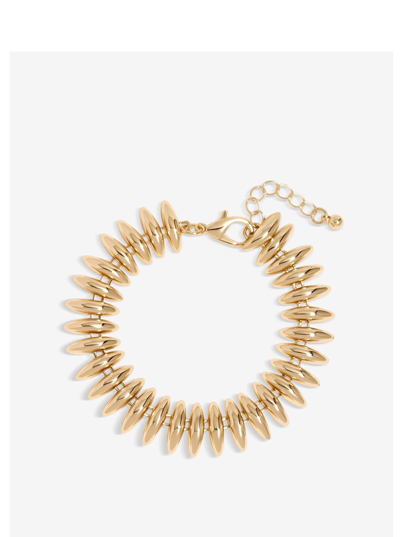  image of inicio-gold-plated-polished-ridged-bracelet-gift-pouch