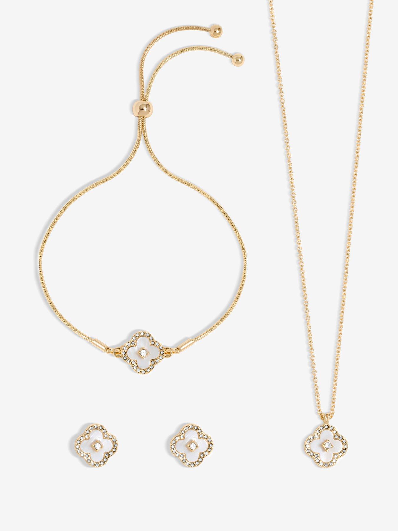 Image 2 of 5 of Jon Richard Gold Plated Crystal Clover Trio Set - Gift Boxed