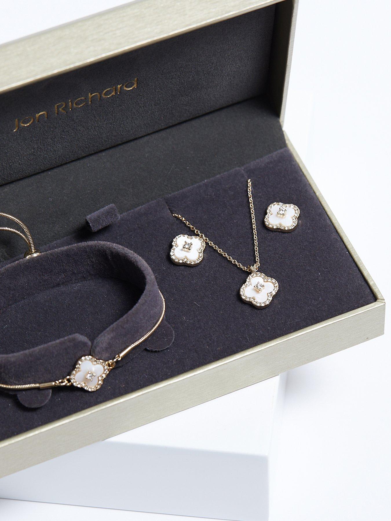 Image 4 of 5 of Jon Richard Gold Plated Crystal Clover Trio Set - Gift Boxed
