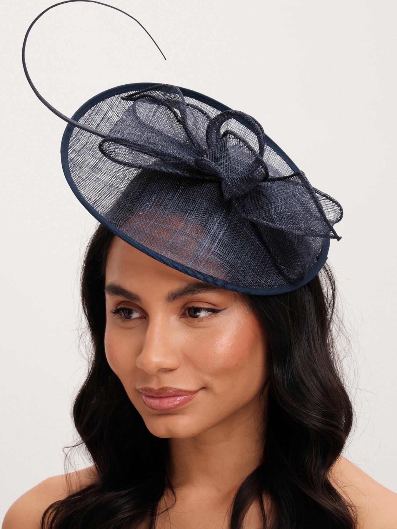  image of jon-richard-navy-woven-bow-fascinator