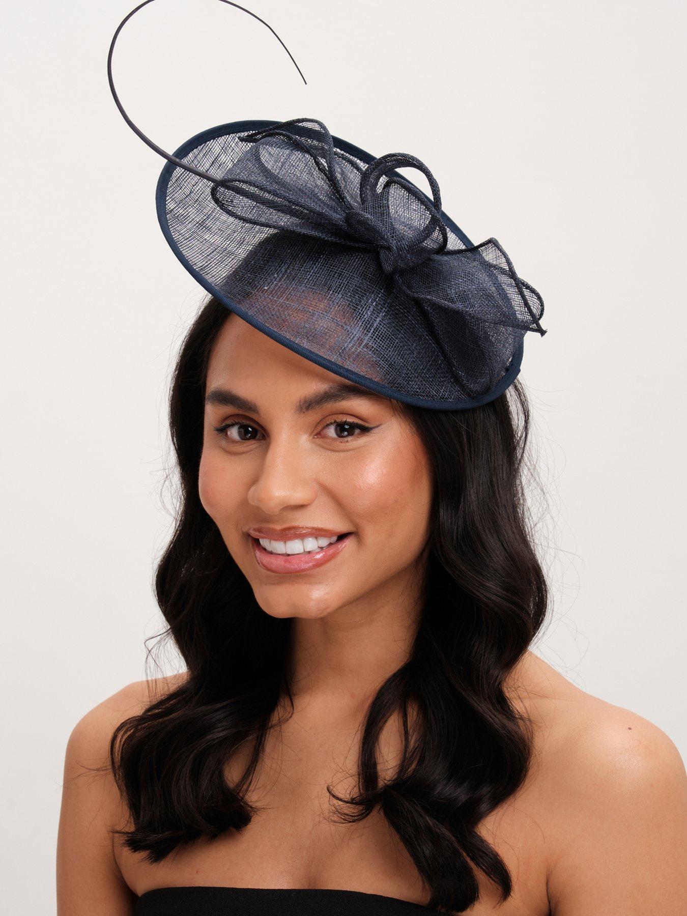  image of jon-richard-navy-woven-bow-fascinator