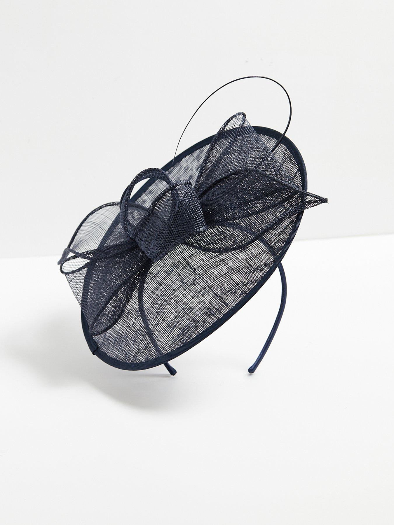  image of jon-richard-navy-woven-bow-fascinator