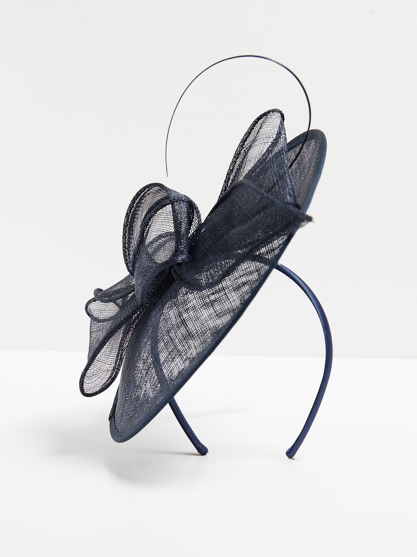  image of jon-richard-navy-woven-bow-fascinator