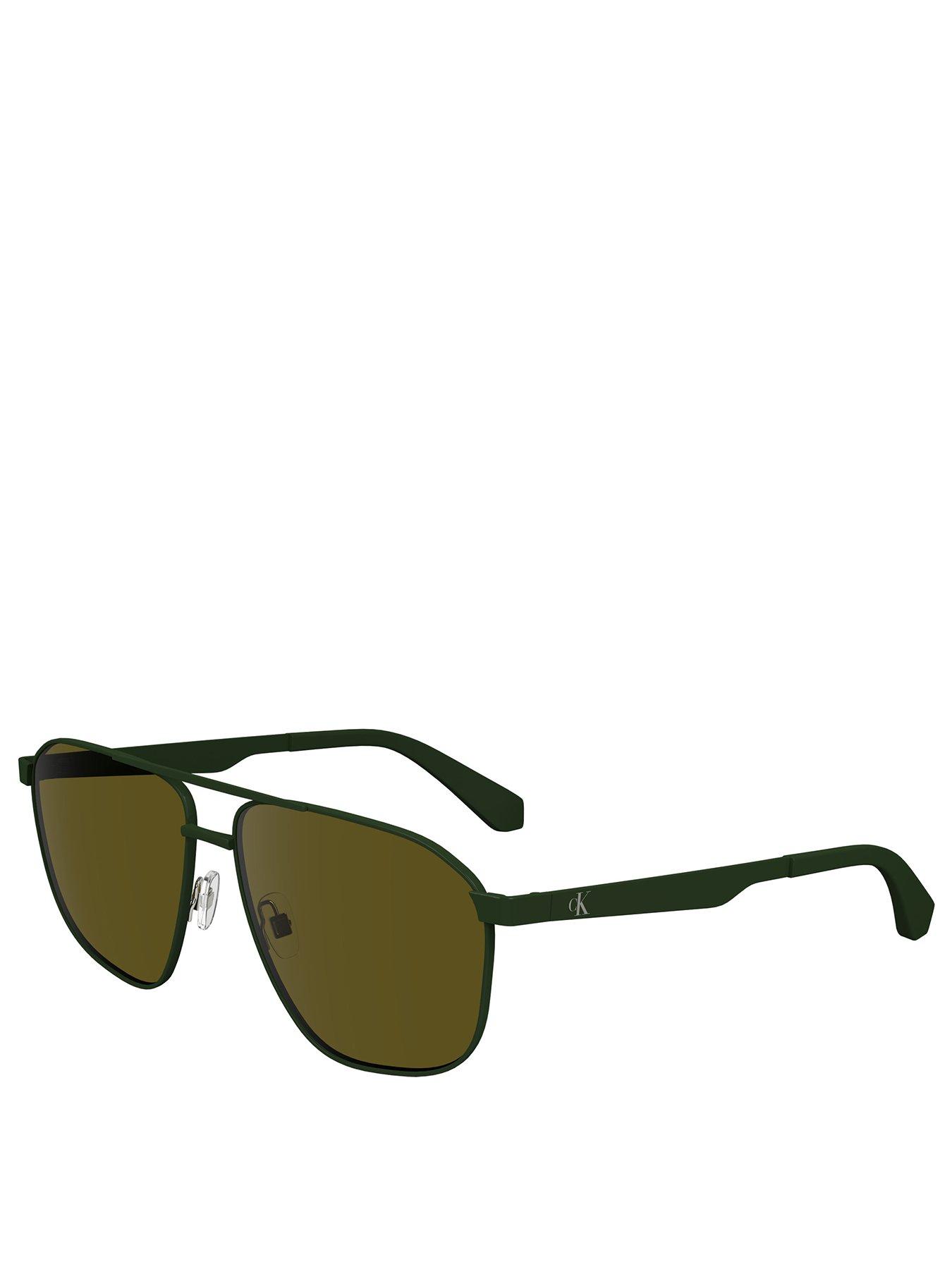 undefined Ckj Ckj24202S Metal Aviator Sunglasses - Khaki