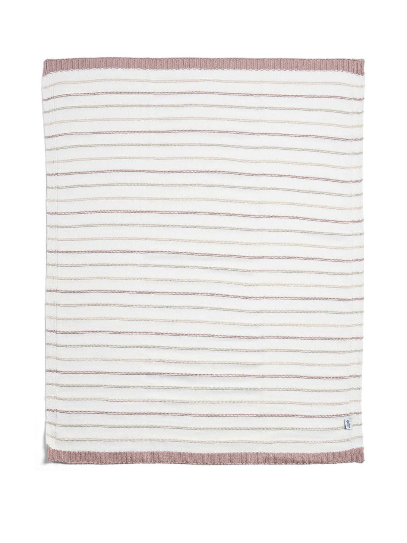  image of mamas-papas-knitted-blanket-pink-stripe