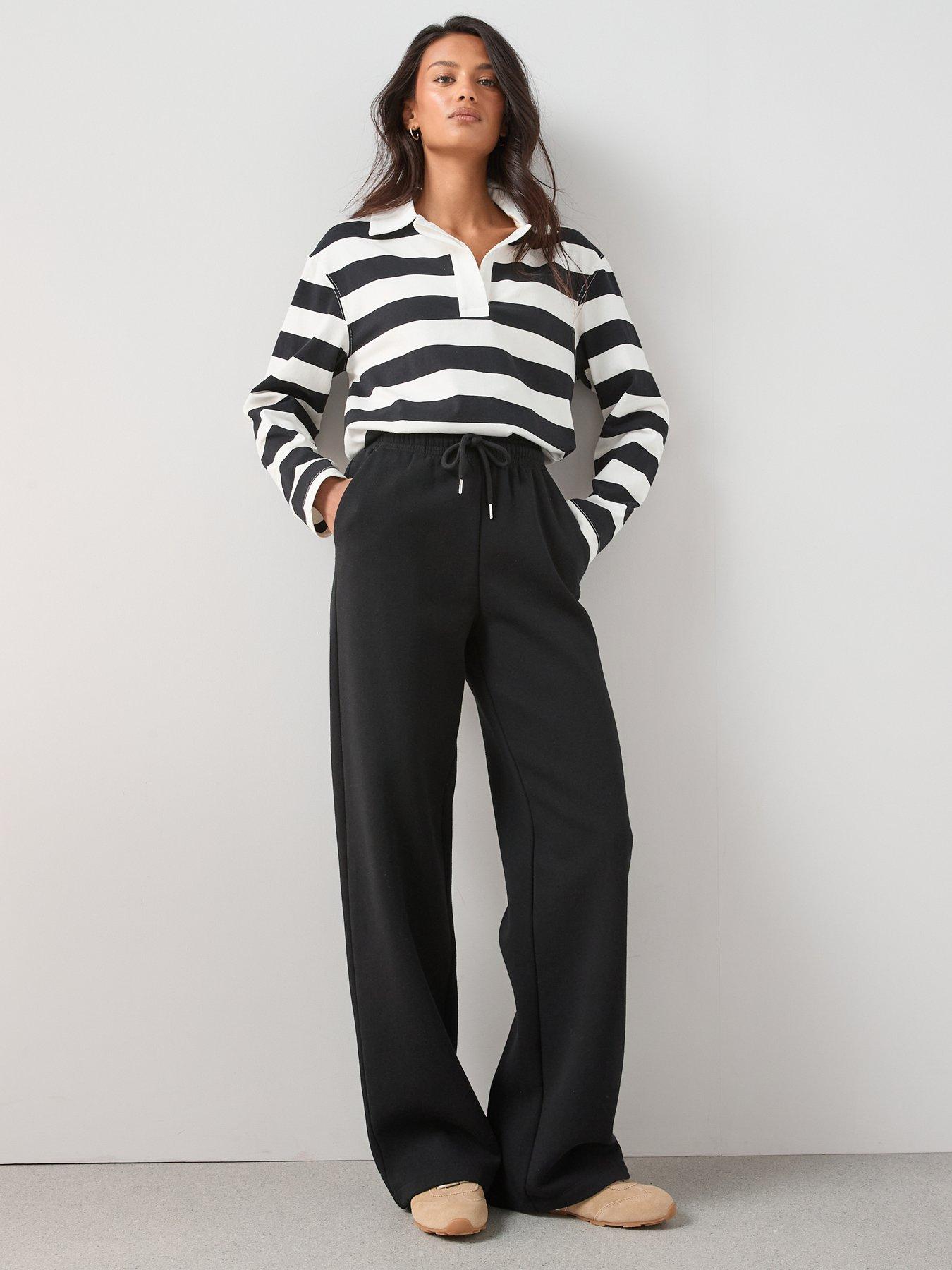 Image 5 of 6 of The Very Collection Womens Wide Leg Drawstring Relaxed Joggers - Black