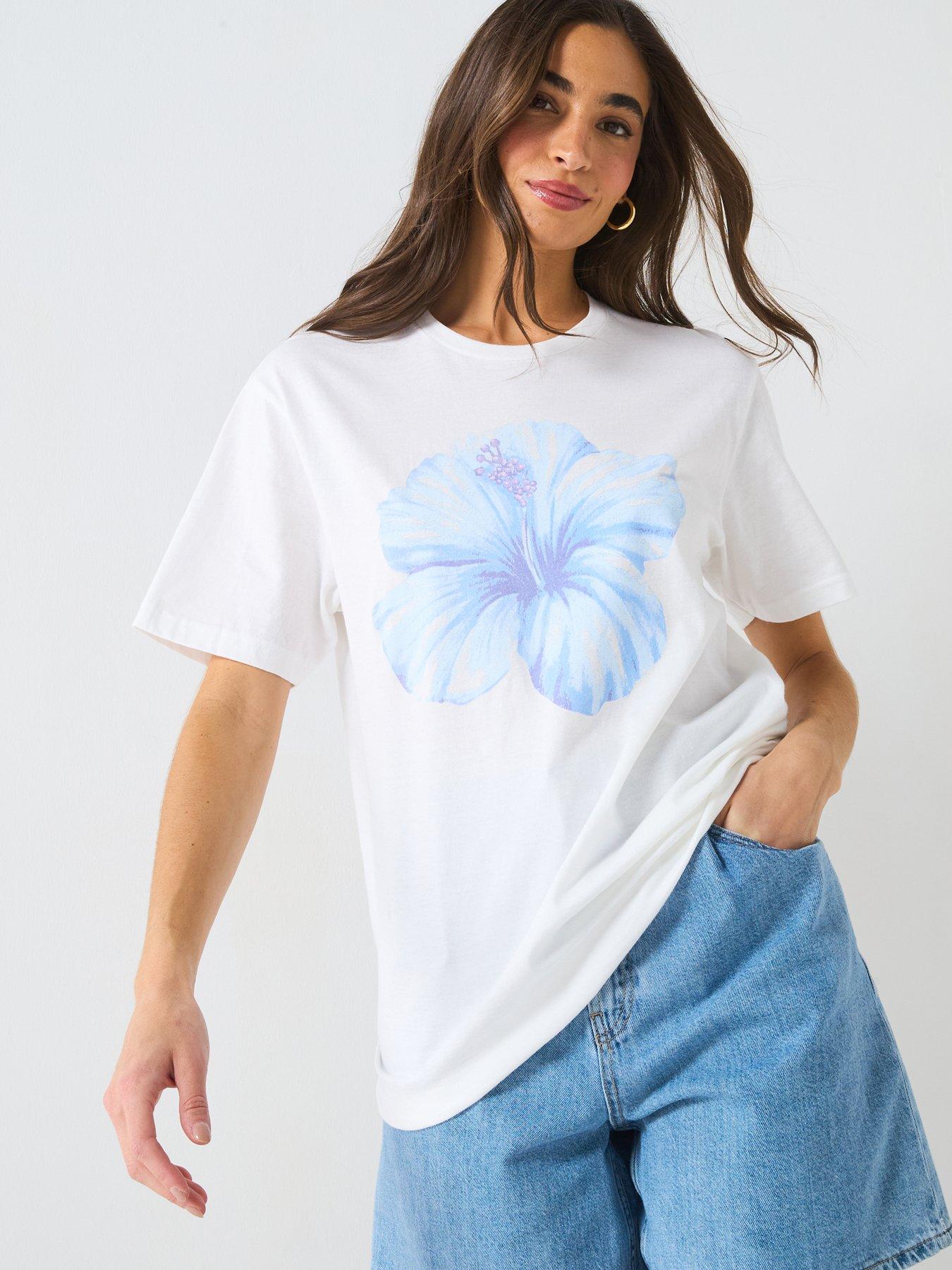 undefined Flower Oversized Graphic T-Shirt - White