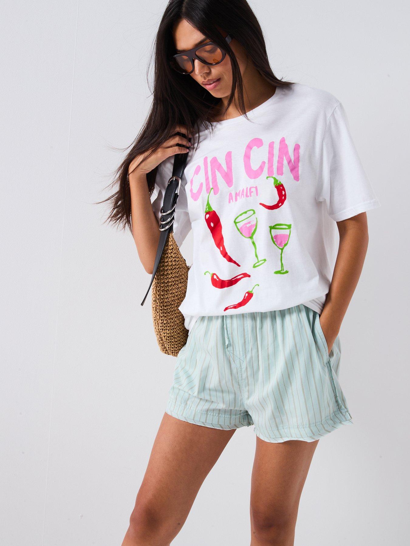Image 1 of 5 of V by Very Cin Cin Graphic T-Shirt - White