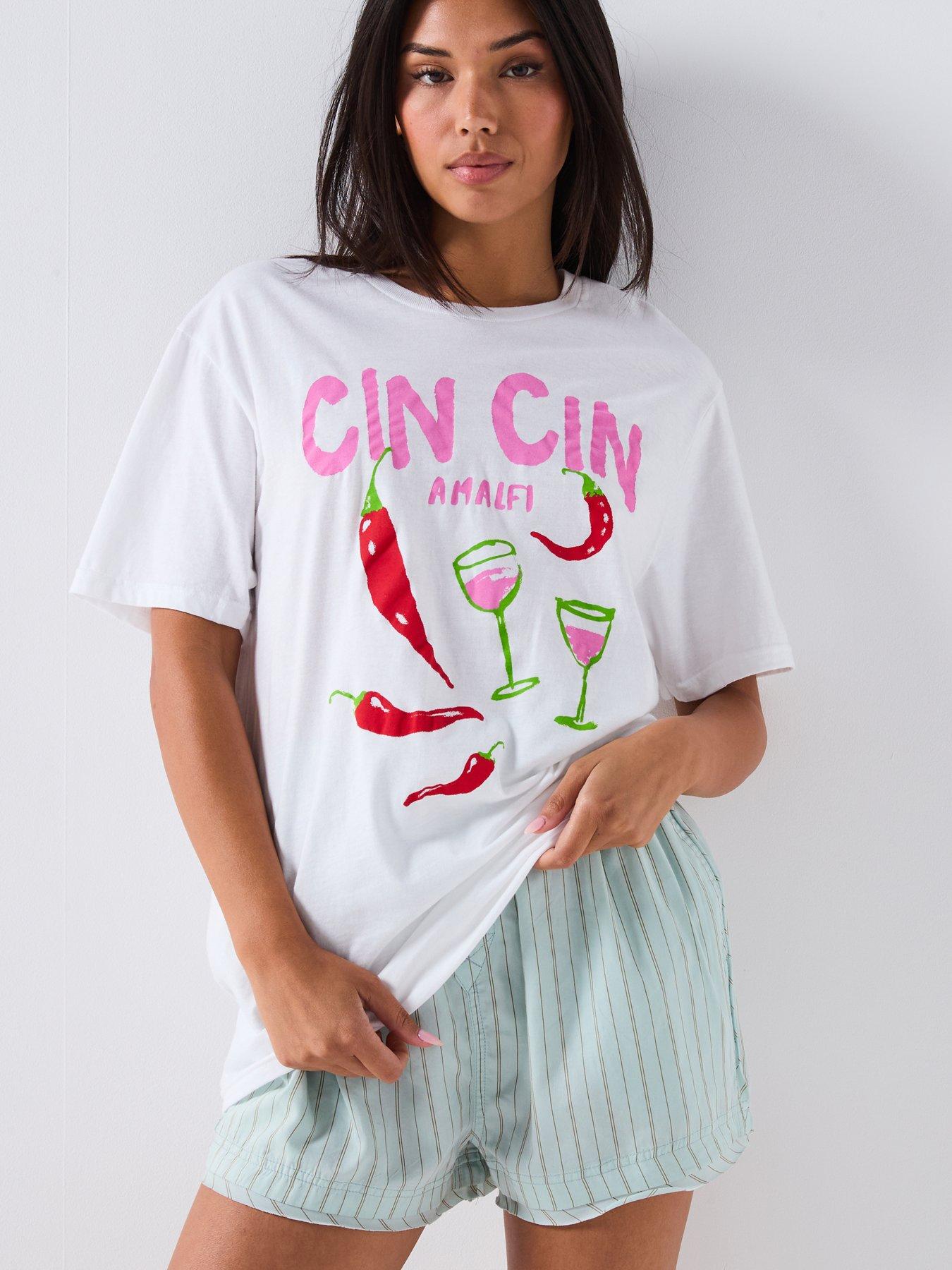 Image 4 of 5 of V by Very Cin Cin Graphic T-Shirt - White