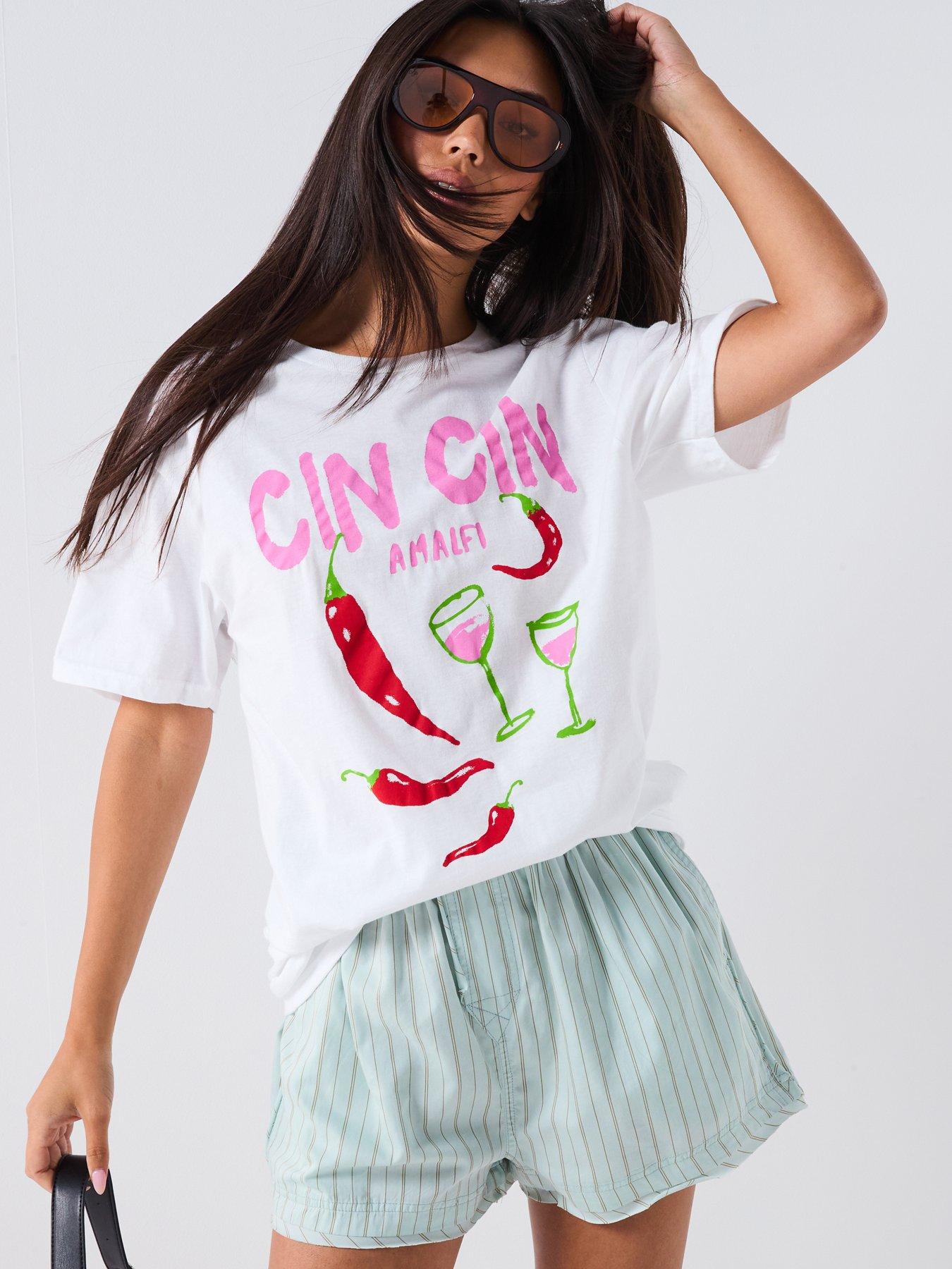 Image 5 of 5 of V by Very Cin Cin Graphic T-Shirt - White