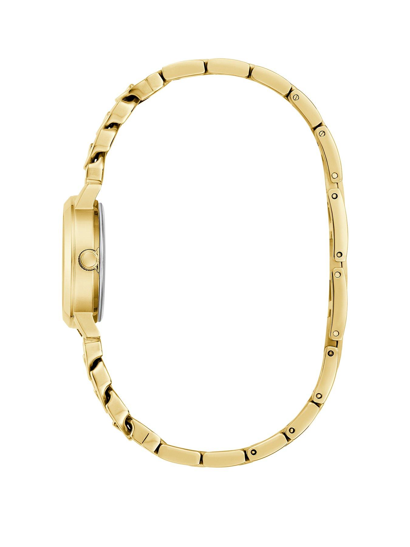 Image 2 of 5 of Guess gold tone case, sunray champagne dial and gold tone bracelet with adjustable G links