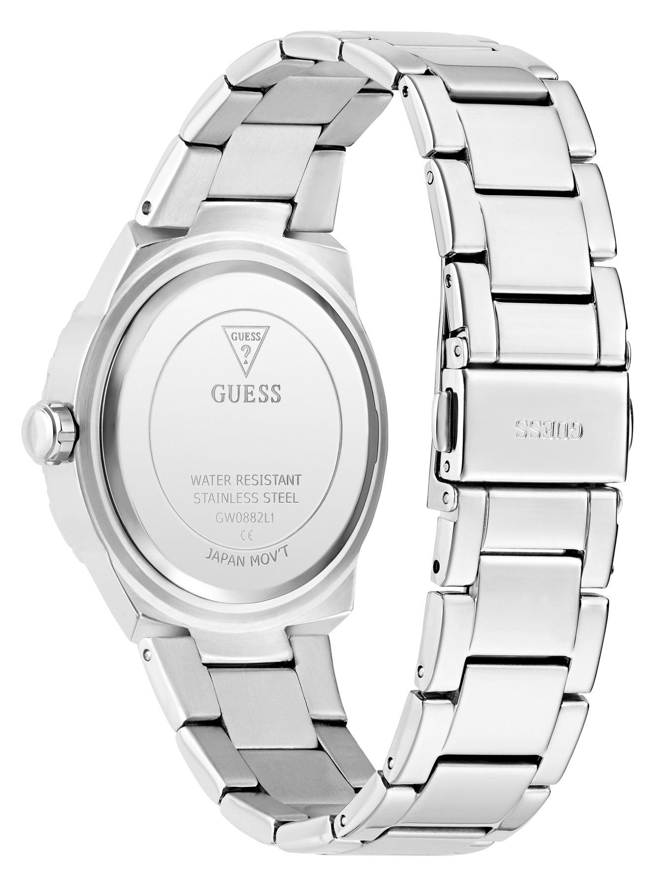Image 3 of 5 of Guess stainless steel case with crystals, ombre blue glitz dial with stainless steel bracelet