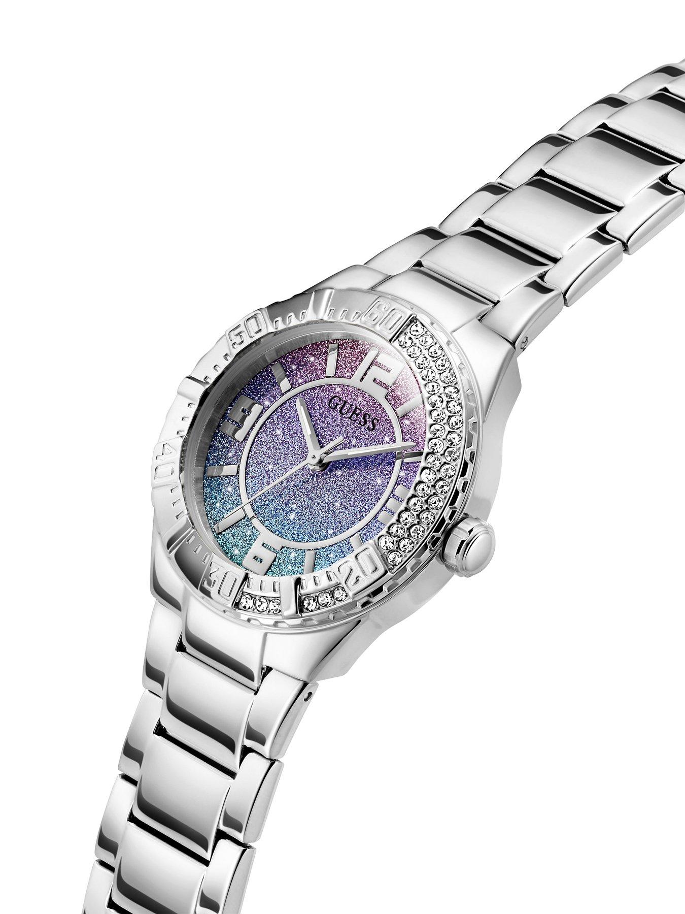 Image 4 of 5 of Guess stainless steel case with crystals, ombre blue glitz dial with stainless steel bracelet