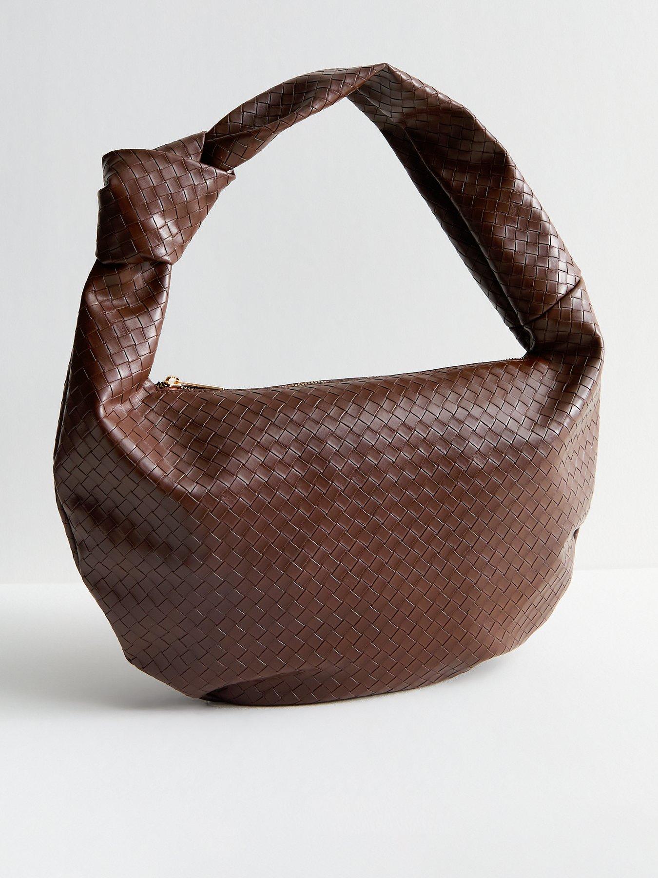 new-look-dark-brown-faux-leather-woven-look-knotted-shoulder-bag