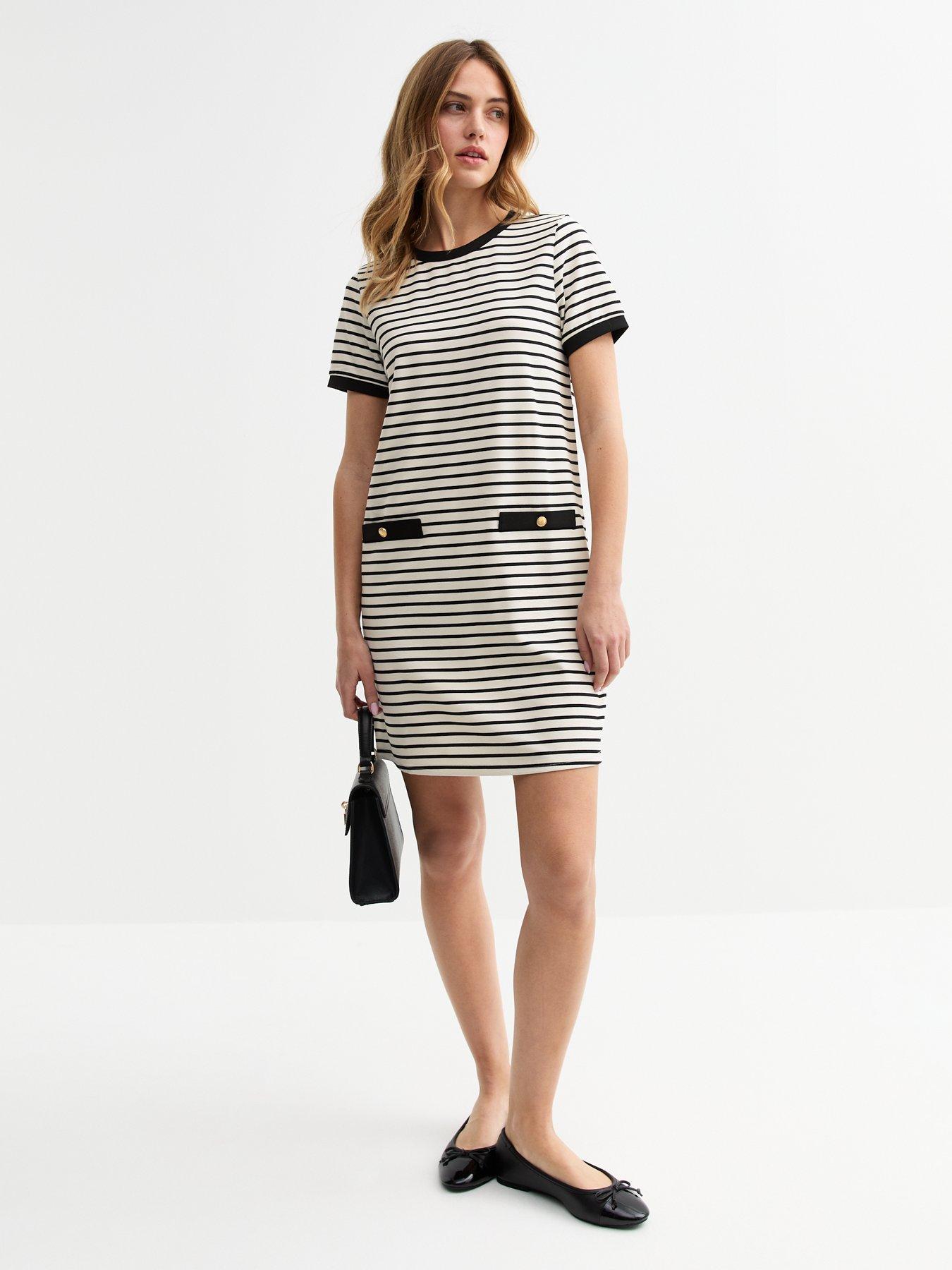 new-look-white-stripe-print-t-shirt-mini-dress