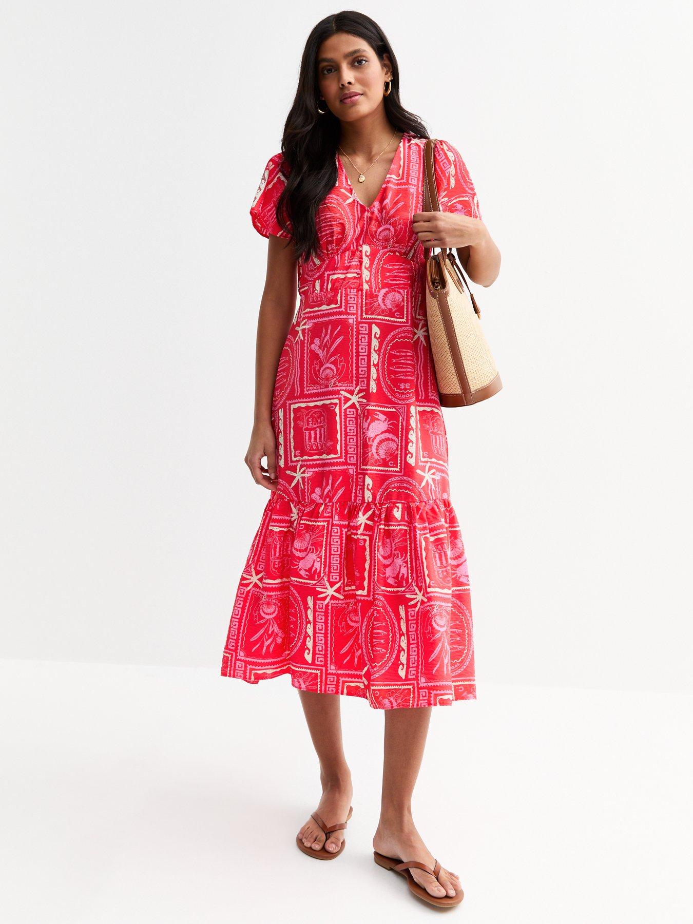 new-look-pink-sea-print-tiered-midi-dress
