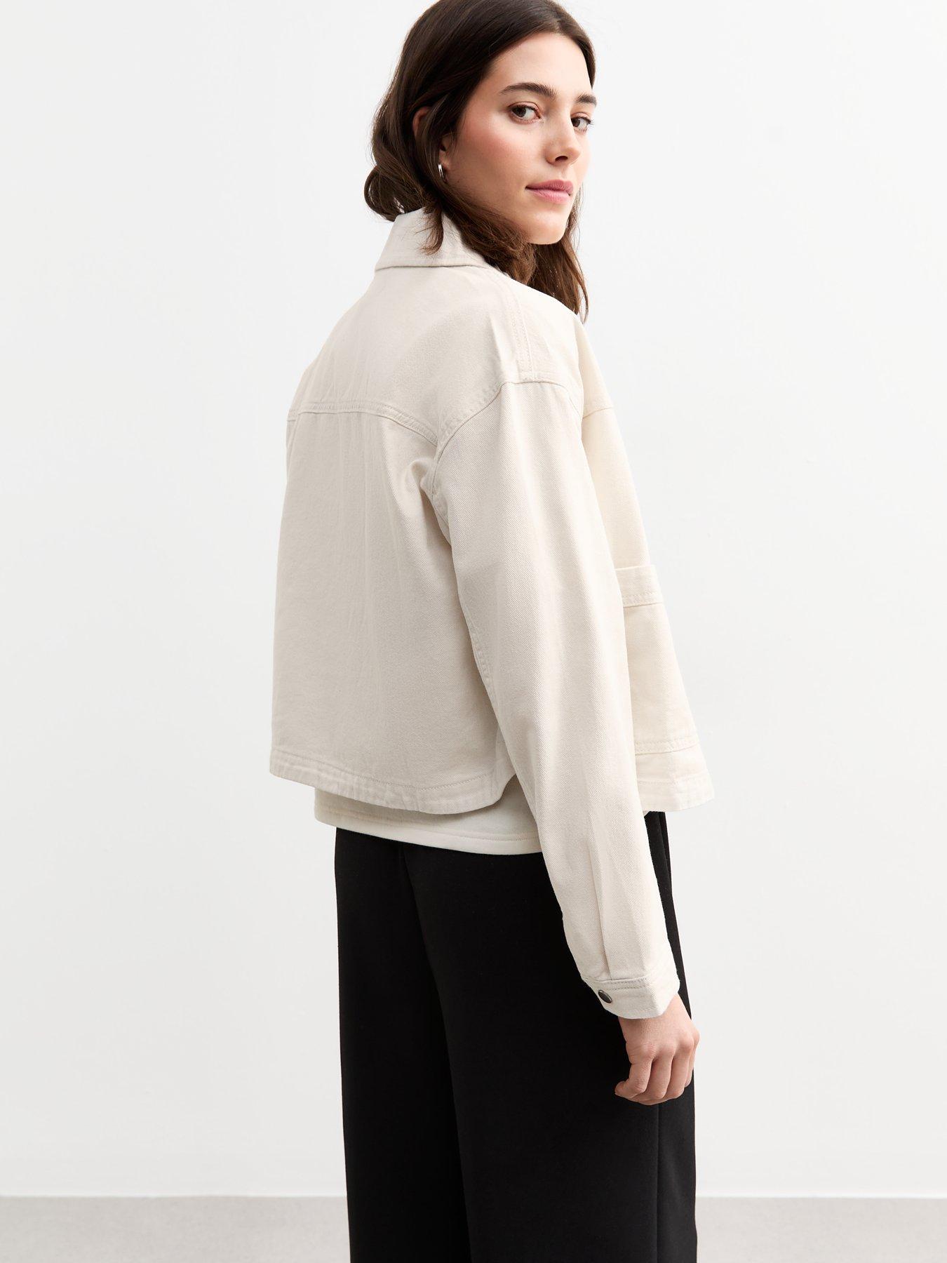  image of new-look-white-cotton-button-up-twill-shacket