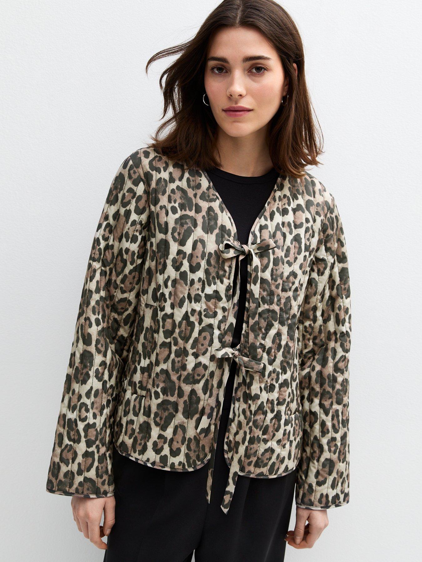 New Look Brown Leopard Print Quilted Jacket