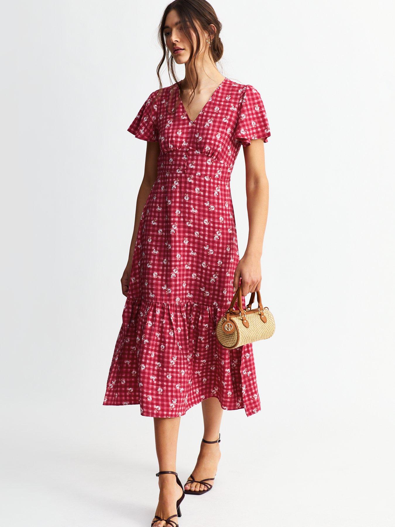 new-look-red-gingham-floral-print-midi-dress