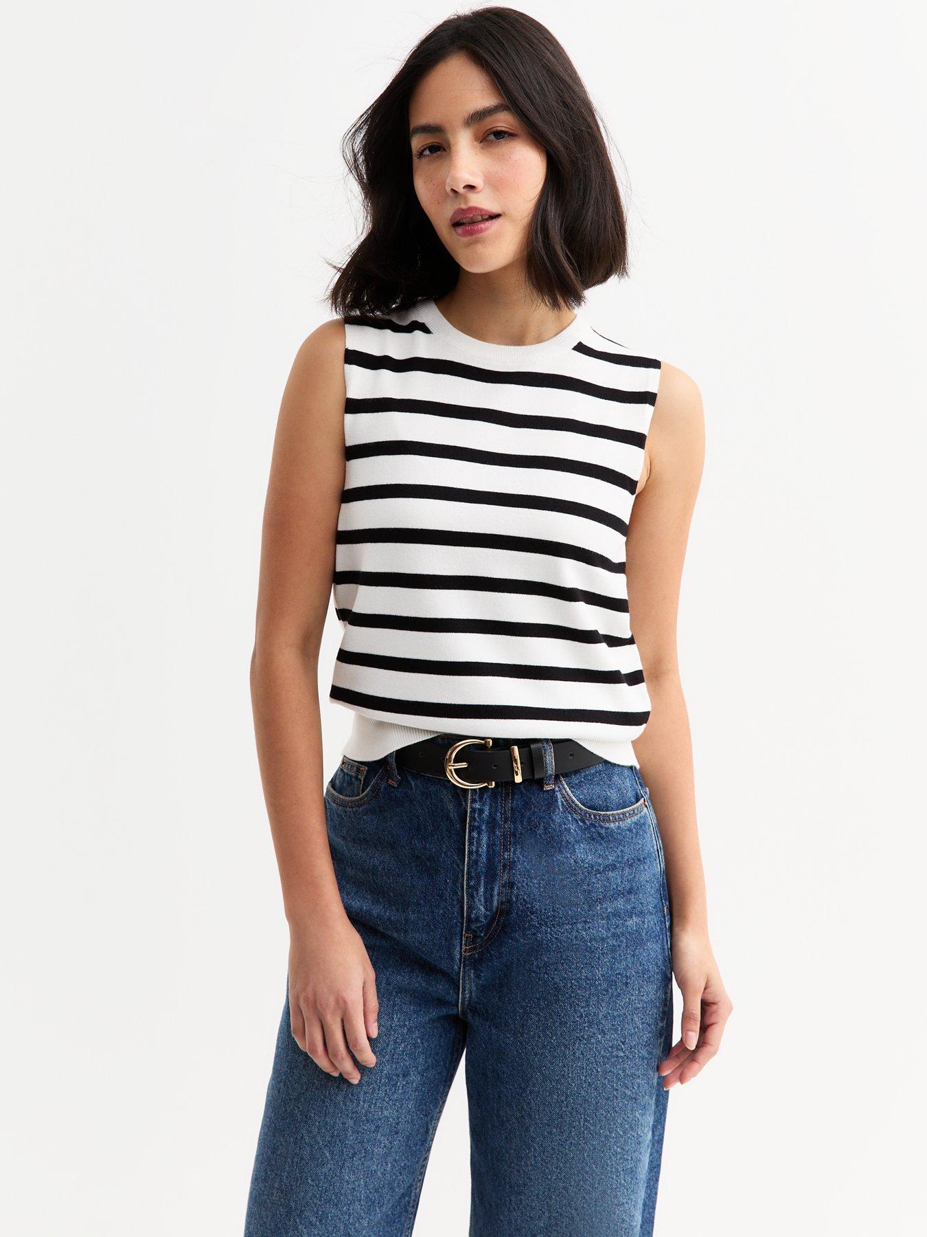 undefined White Striped Knit Vest