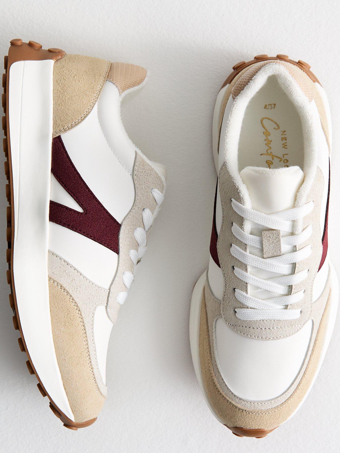  image of new-look-white-brushed-faux-suede-panelled-trainers