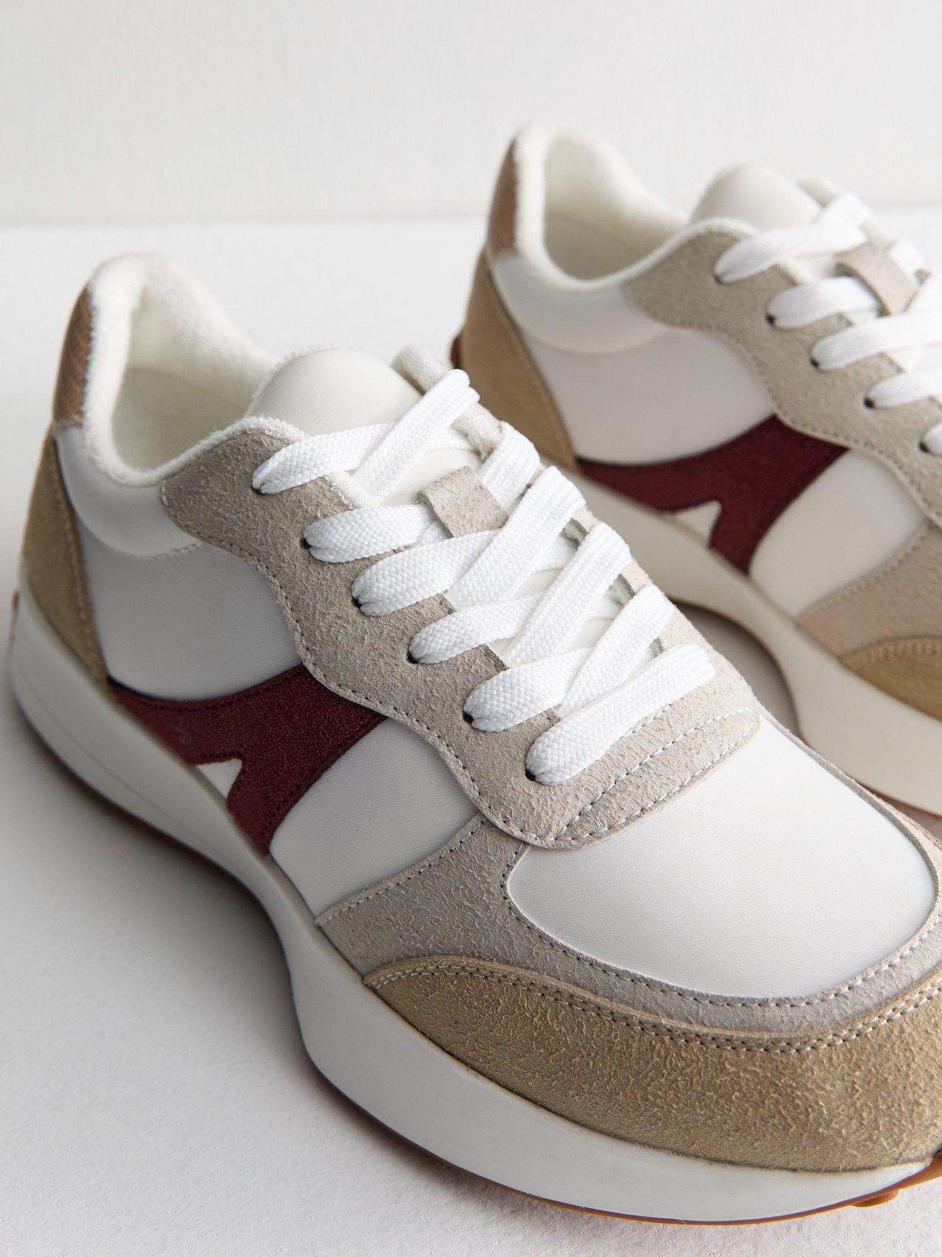  image of new-look-white-brushed-faux-suede-panelled-trainers