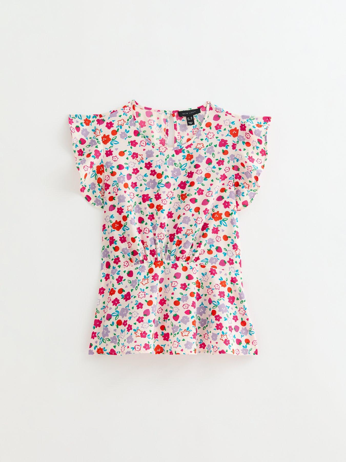  image of new-look-floral-print-ruffled-top-white