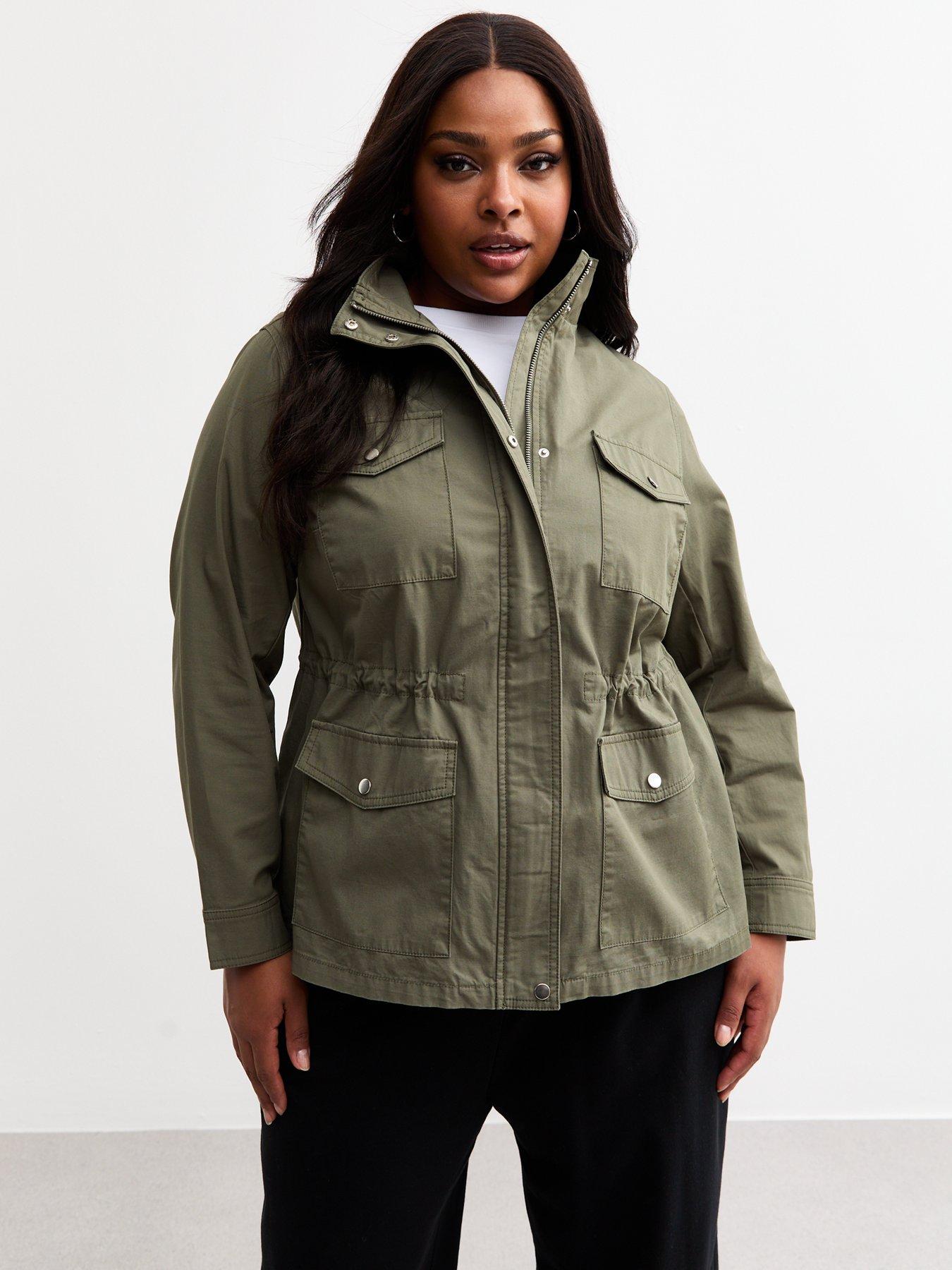  image of new-look-curves-khaki-four-pocket-shacket