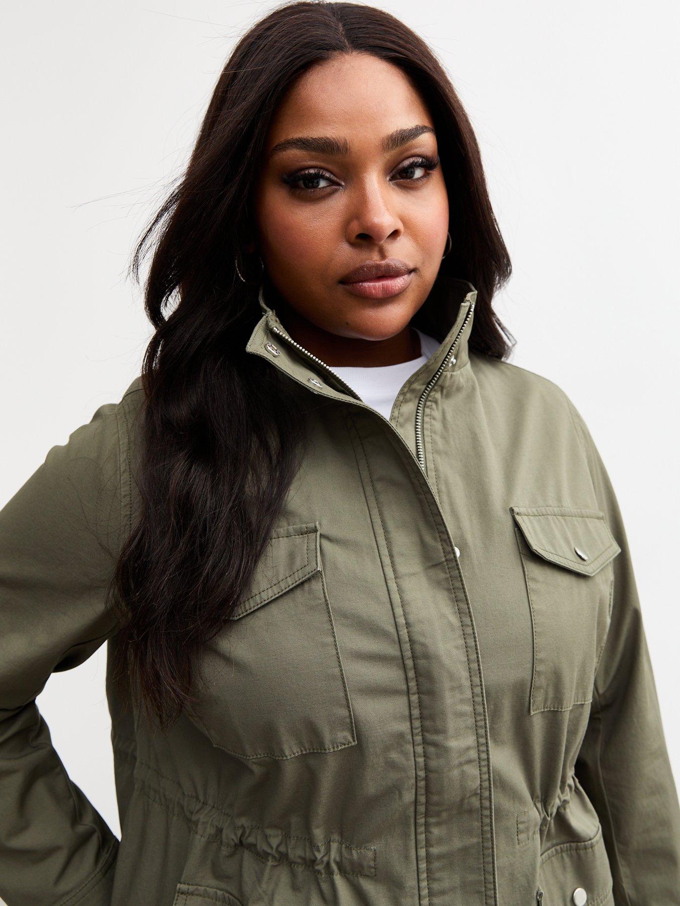  image of new-look-curves-khaki-four-pocket-shacket