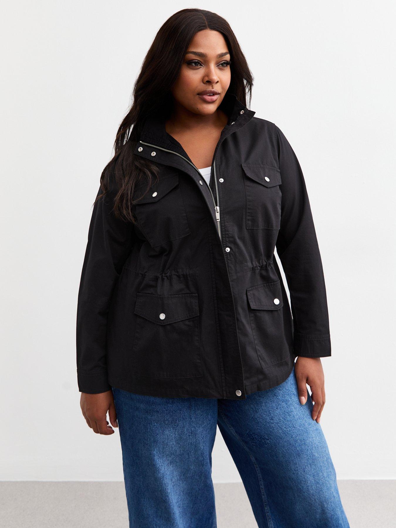  image of new-look-curves-black-four-pocket-shacket