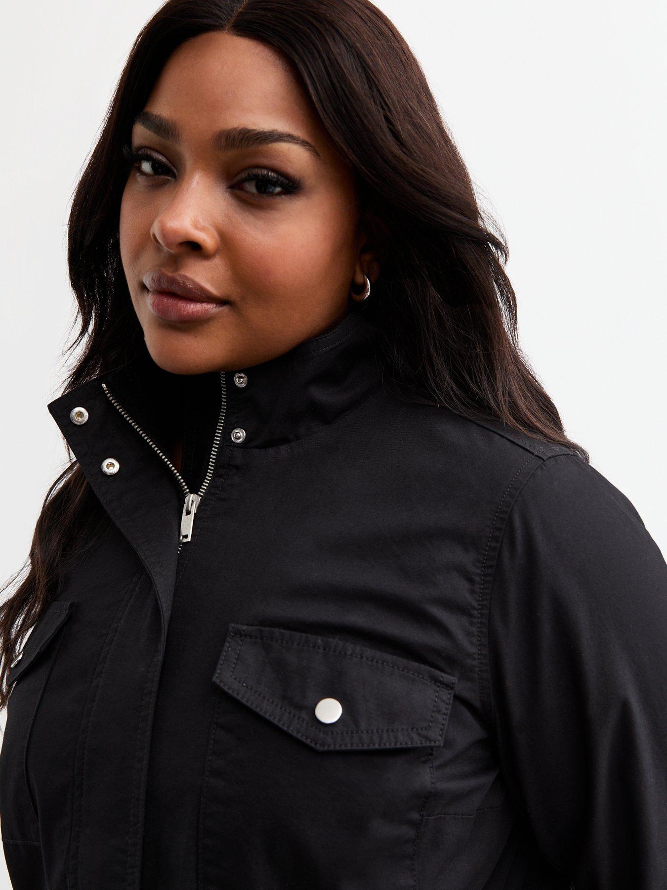  image of new-look-curves-black-four-pocket-shacket