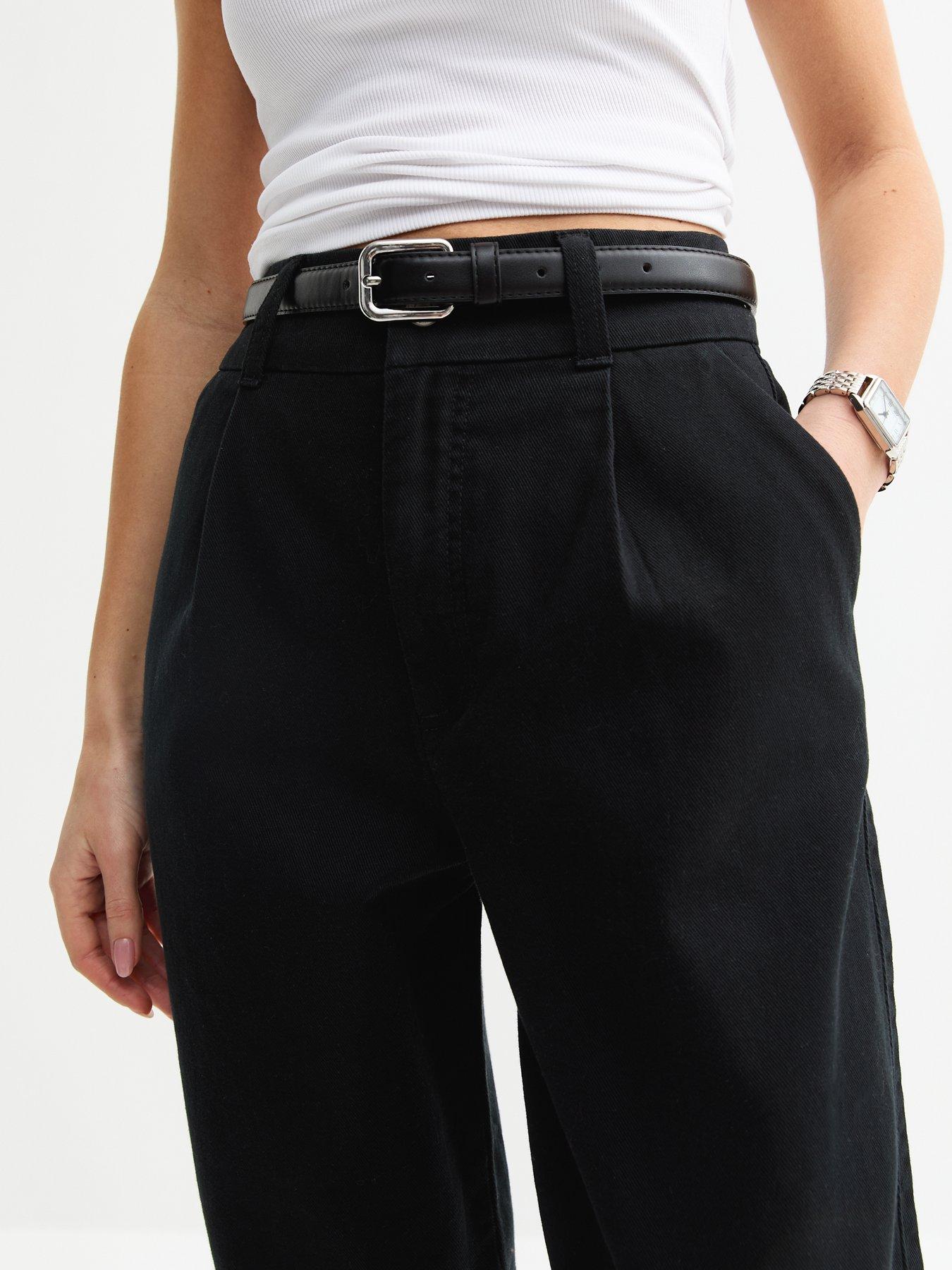 Image 4 of 4 of New Look Black Belted Tapered Trousers