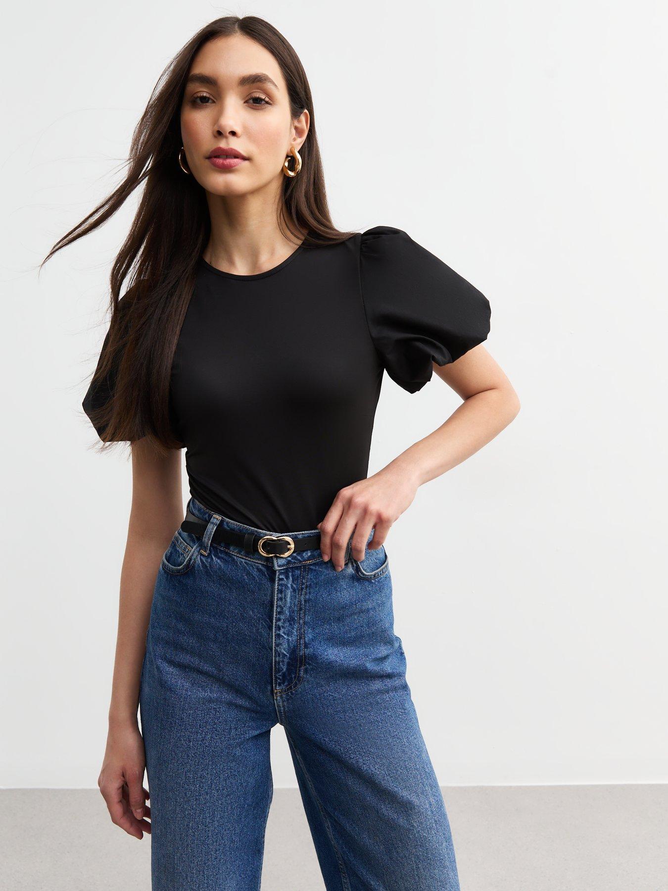 new-look-black-puff-sleeve-bodysuit