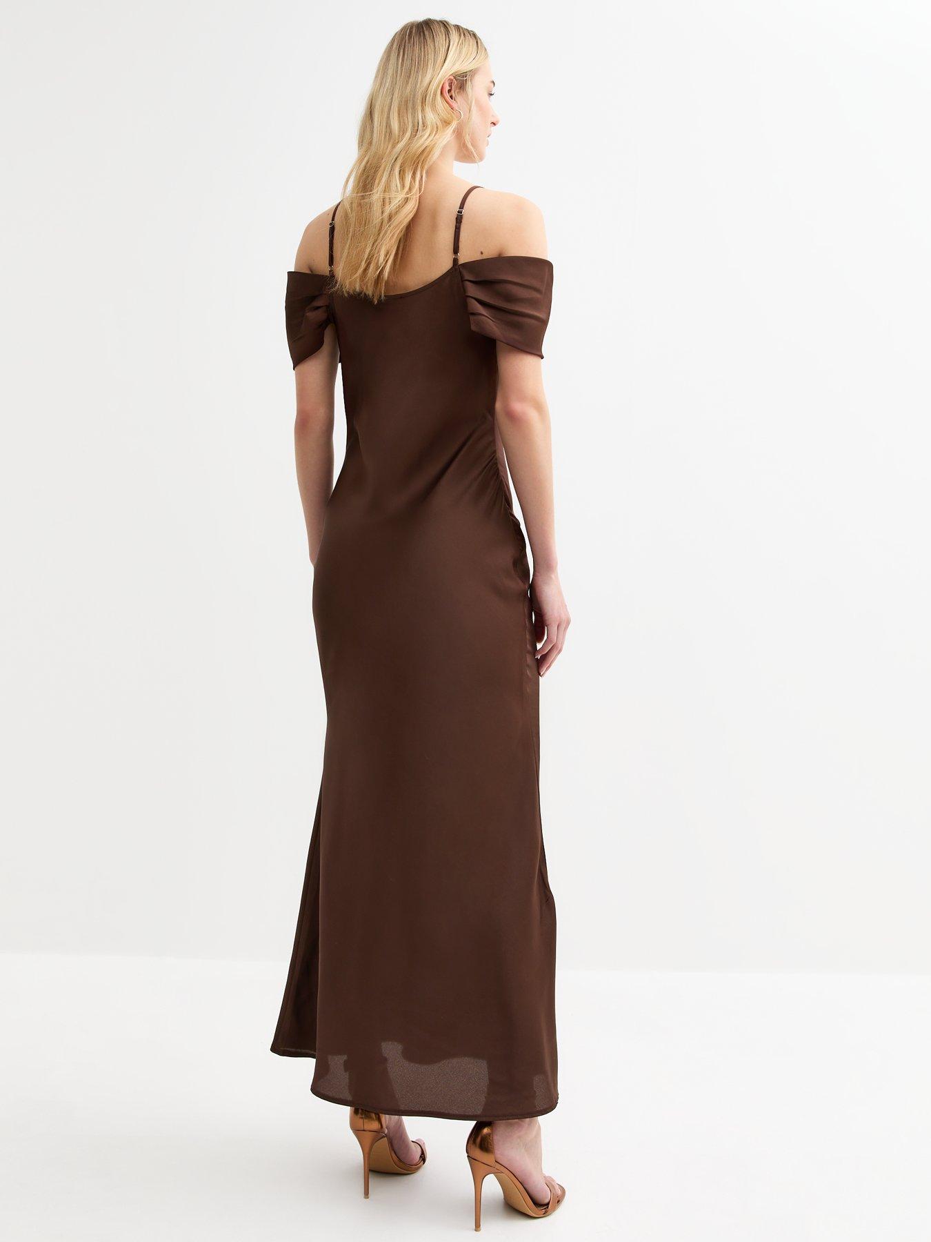 brown satin dress maxi Flora Satin Maxi Dress main image 0