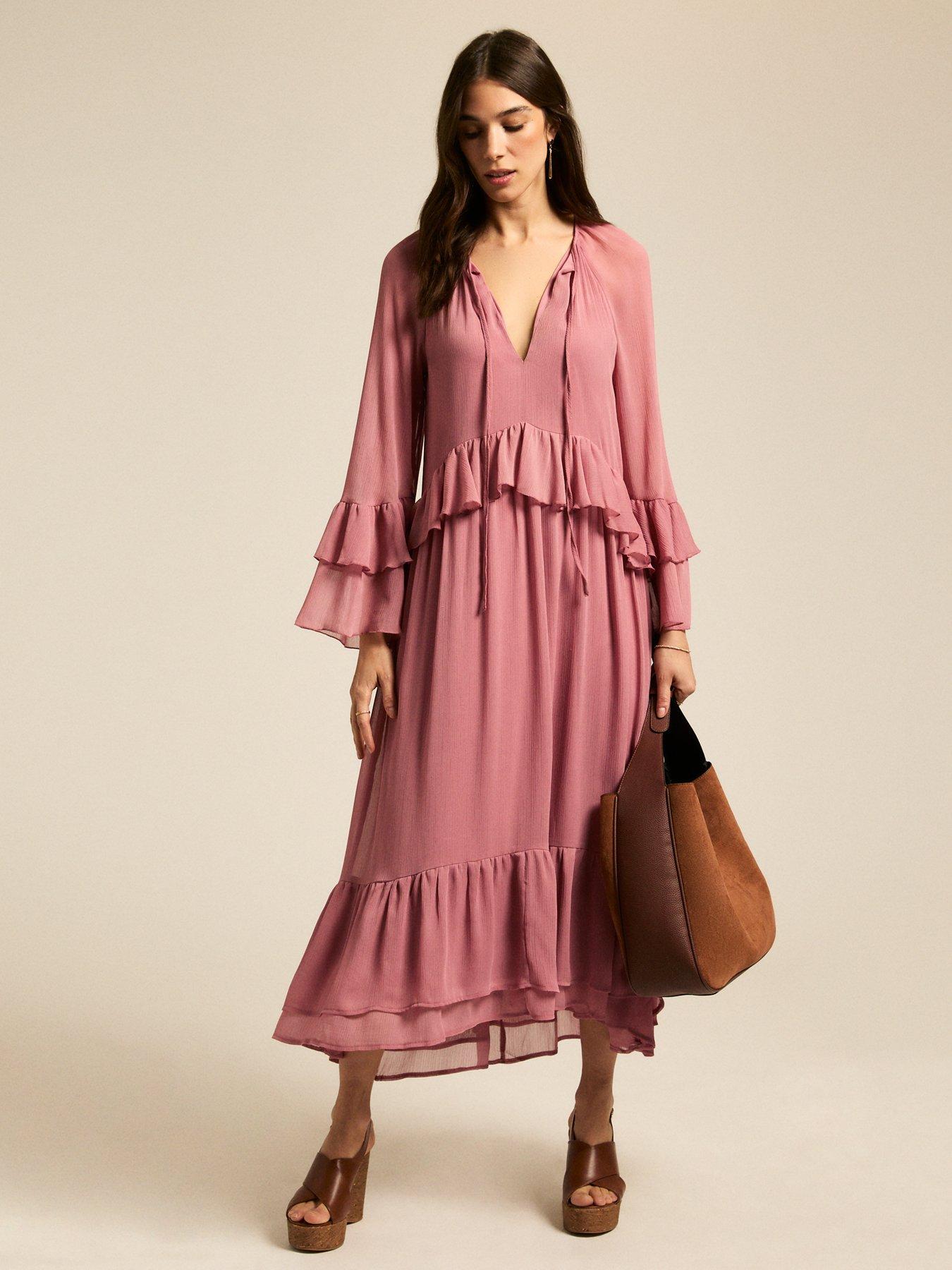 new look pink dress Dresses Maxi Pink New Look Pink Floral Square Neck Frill Maxi Dress