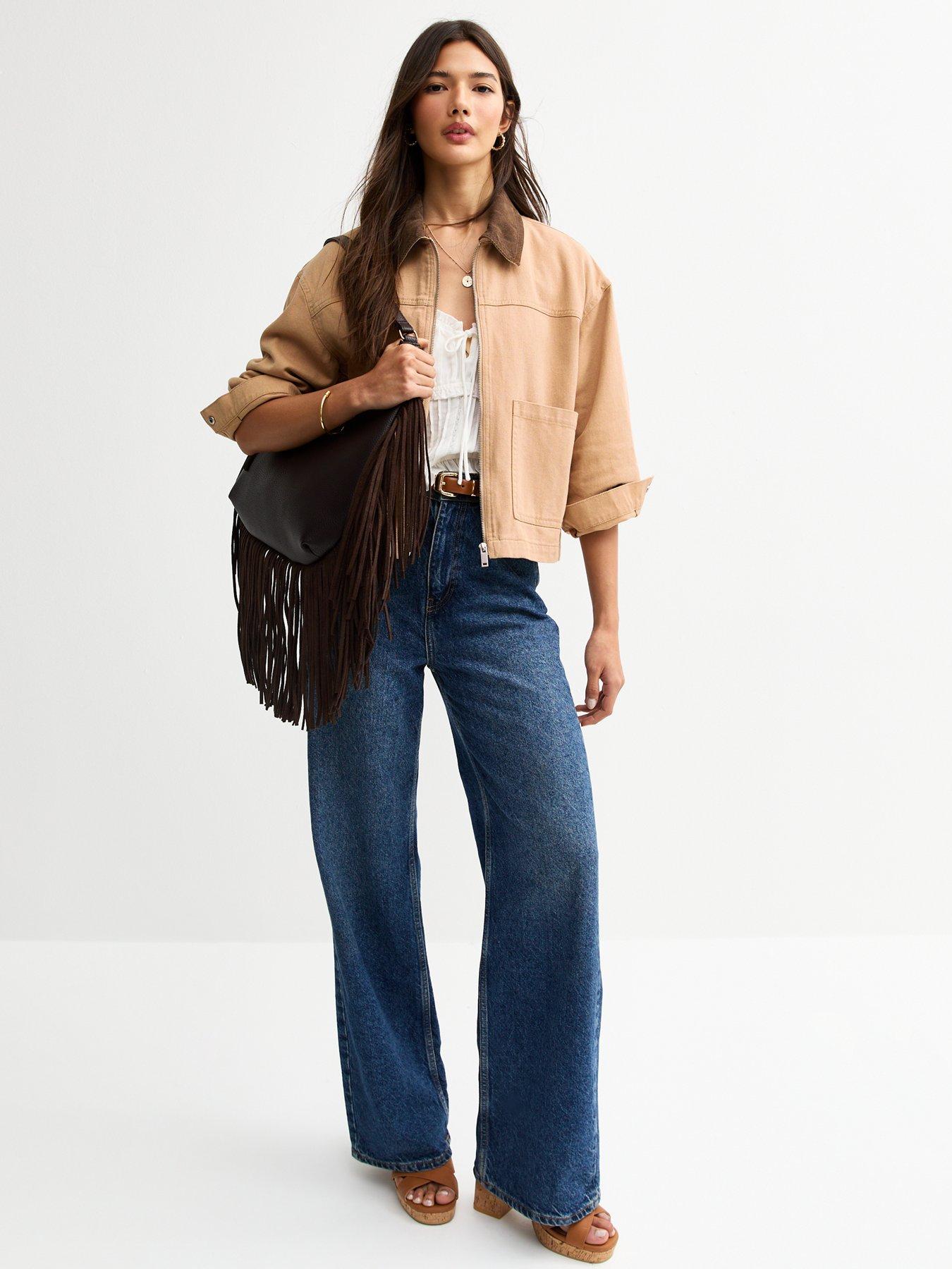  image of new-look-tan-contrast-collar-barn-jacket
