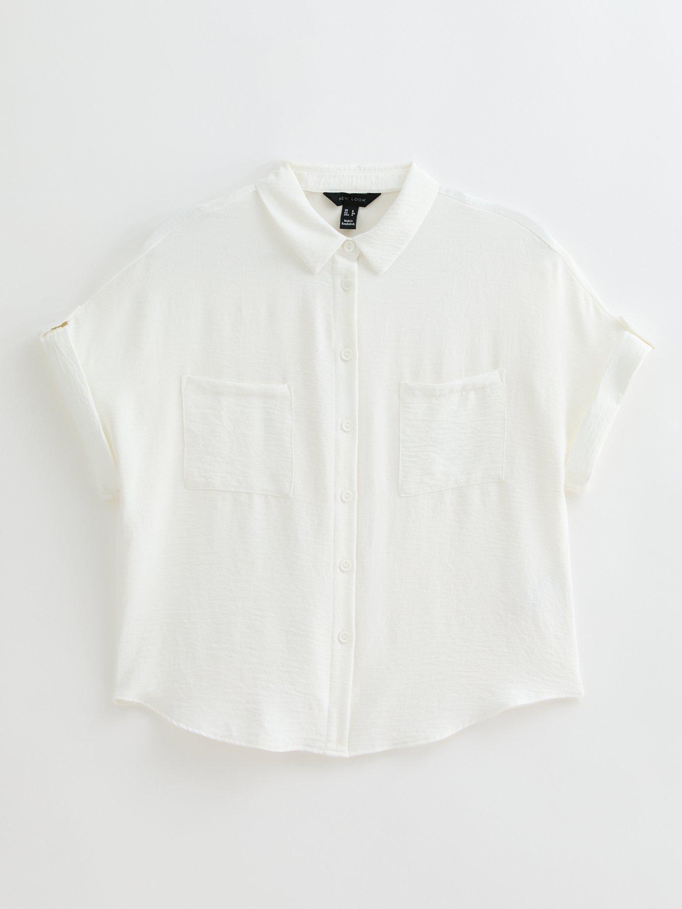  image of new-look-white-double-chest-pocket-shirt
