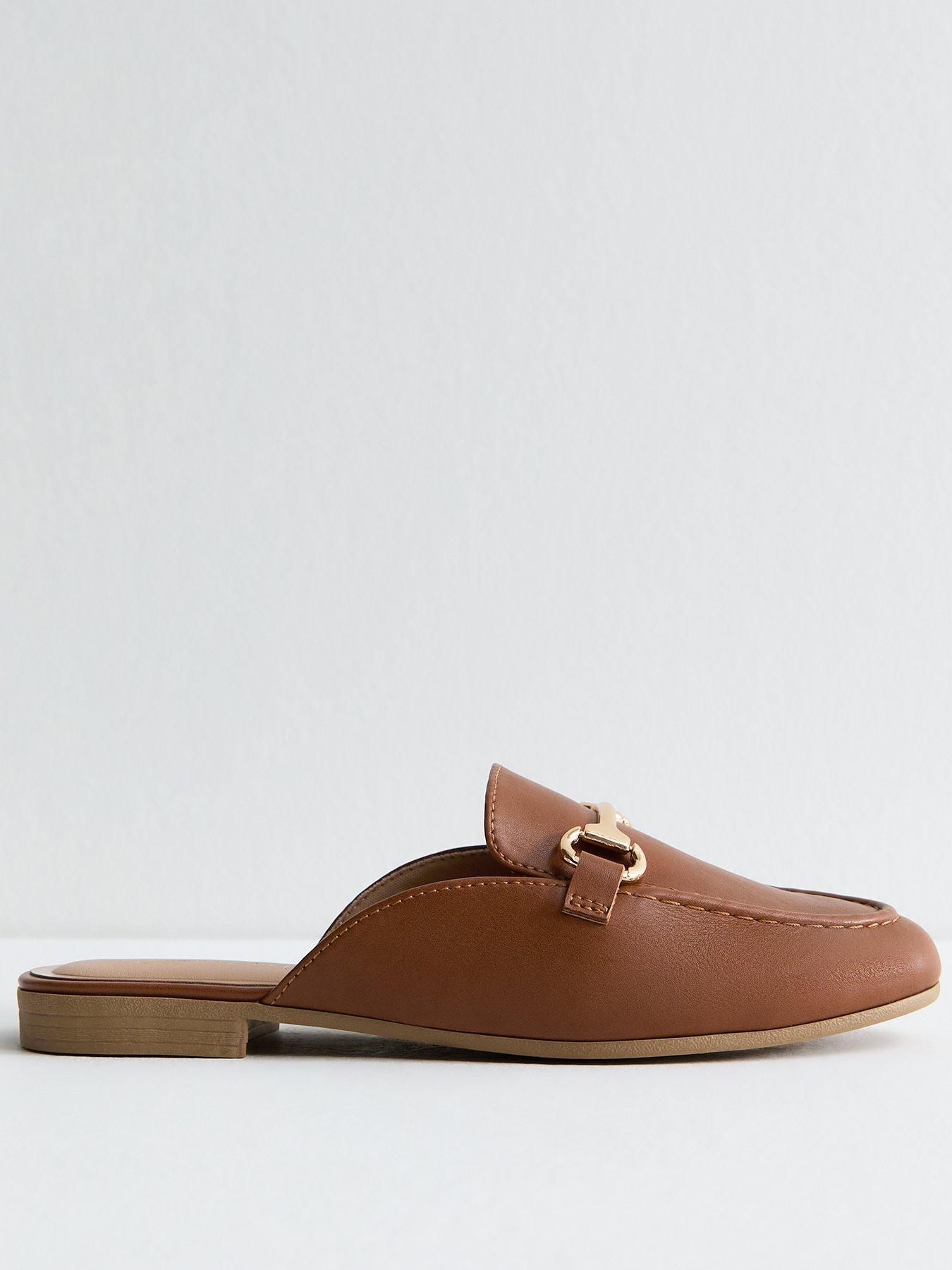 New Look Tan Faux Leather Snaffle Detail Backless Loafers - Brown