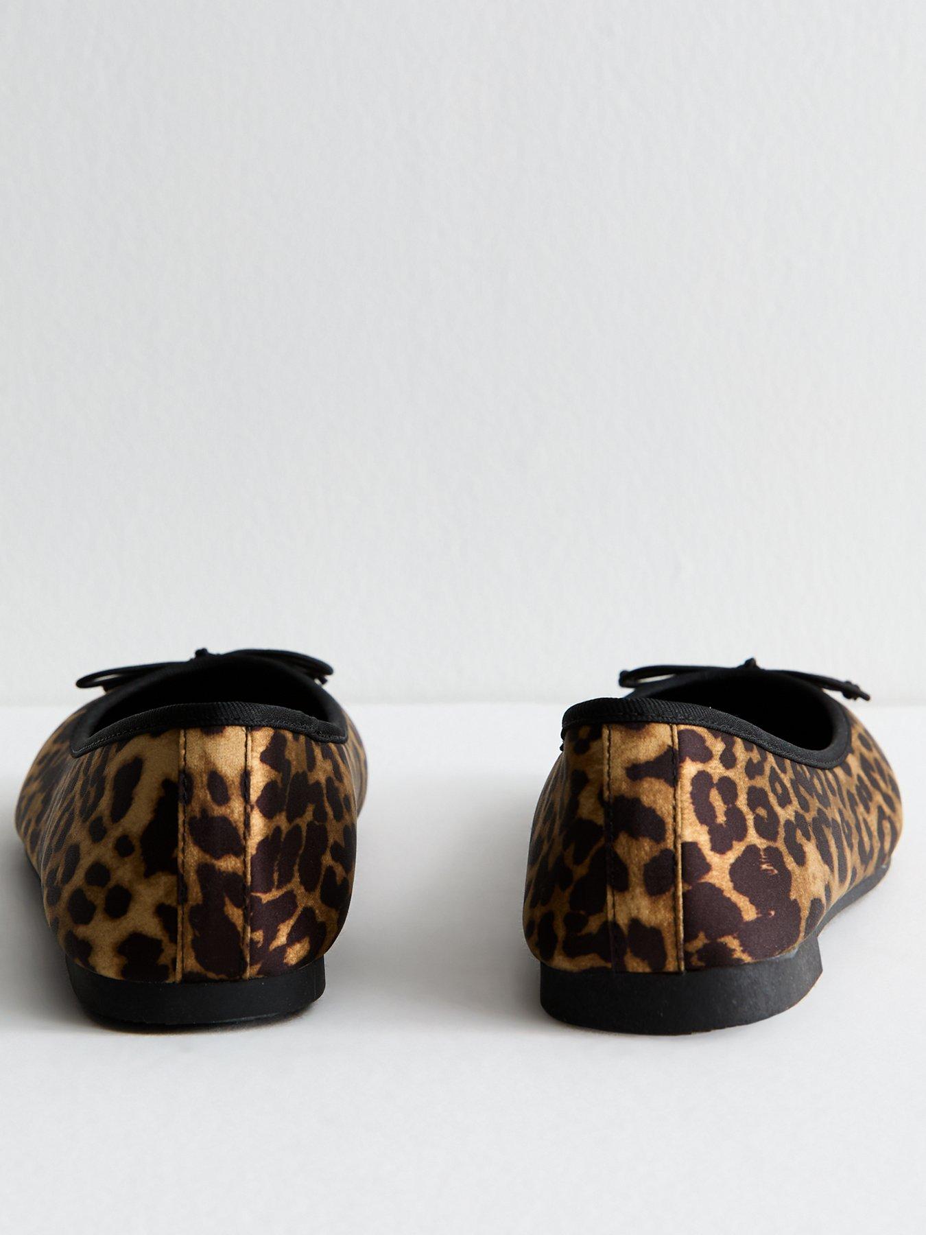  image of new-look-wide-fit-stone-leopard-print-ballet-flats