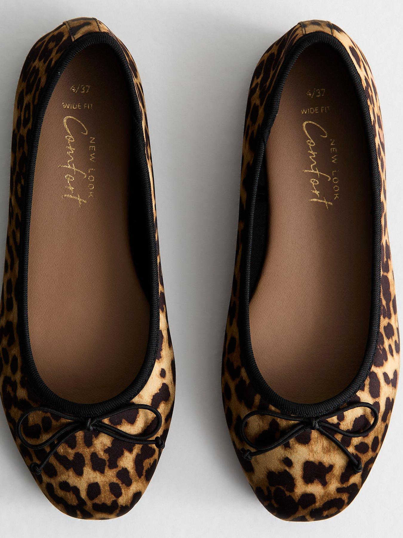  image of new-look-wide-fit-stone-leopard-print-ballet-flats