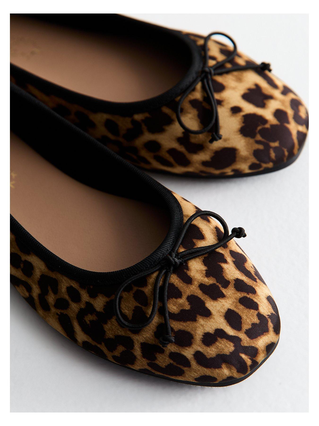 image of new-look-wide-fit-stone-leopard-print-ballet-flats
