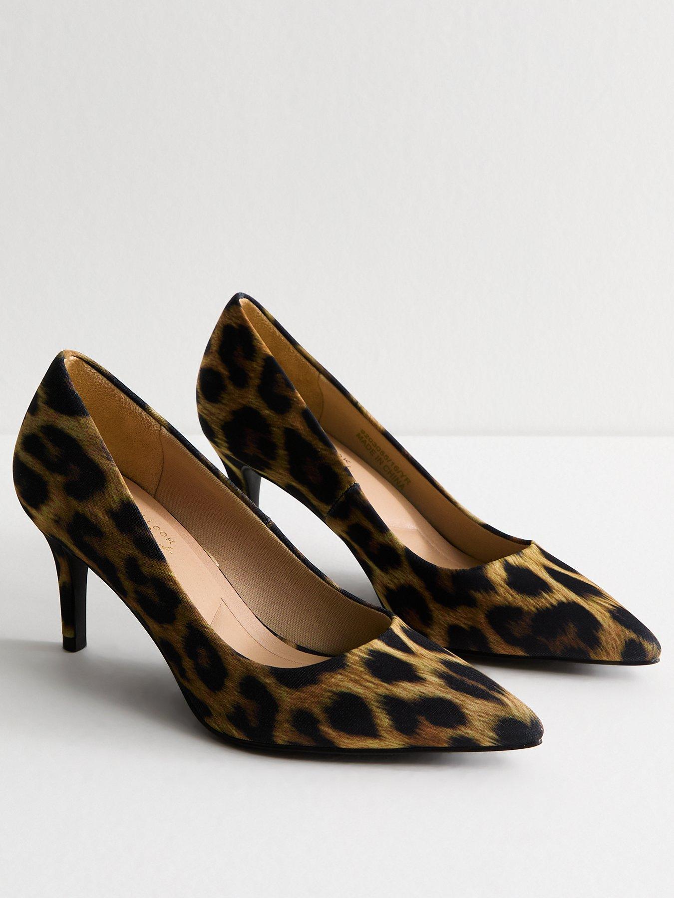  image of new-look-stone-leopard-print-pointed-toe-court-shoes